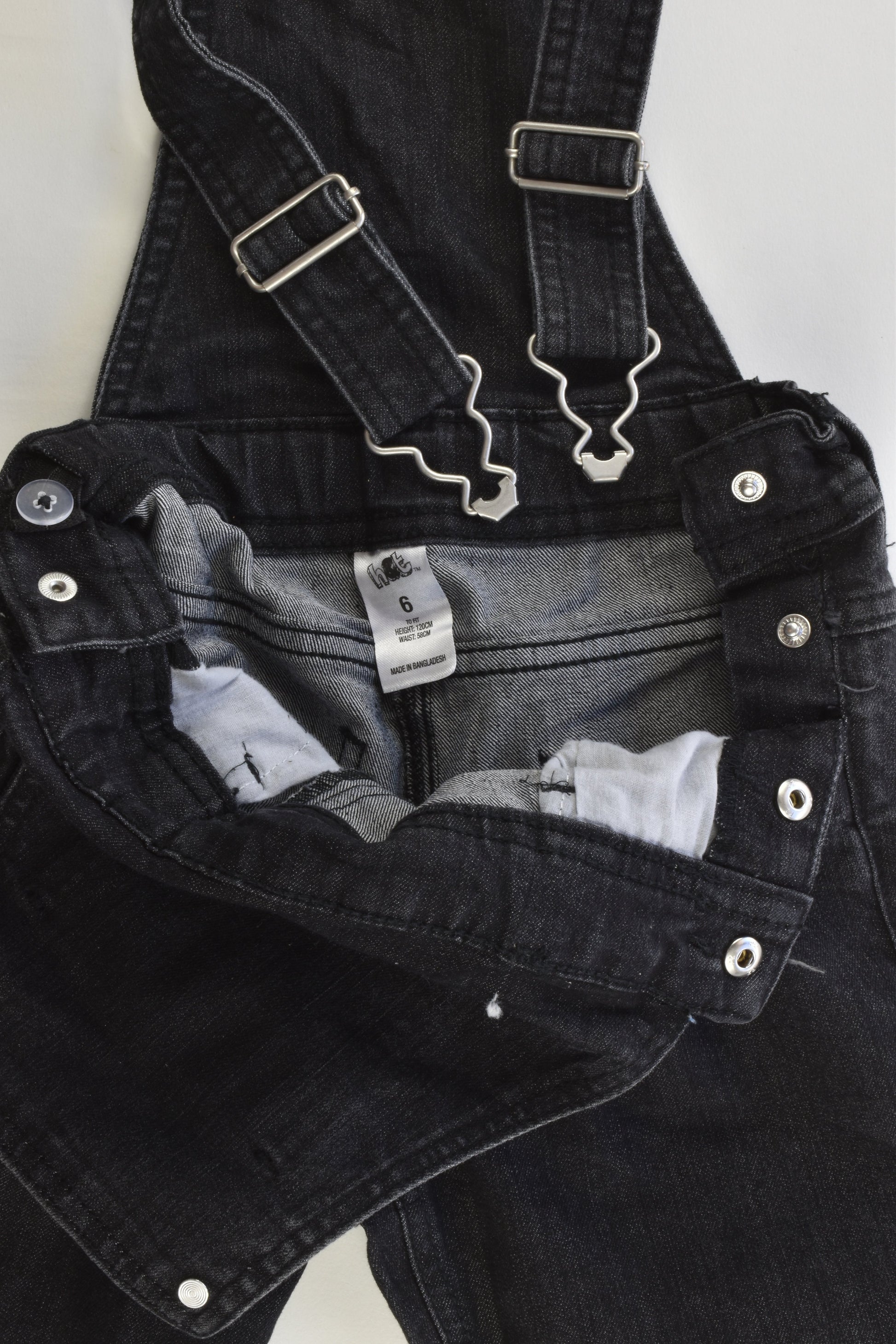 H&T Size 6 Stretchy Denim Overalls