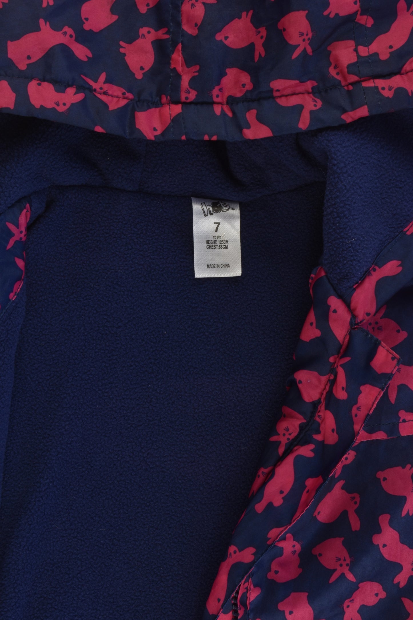 H&T Size 7 Fleece Lined Bunny Jacket
