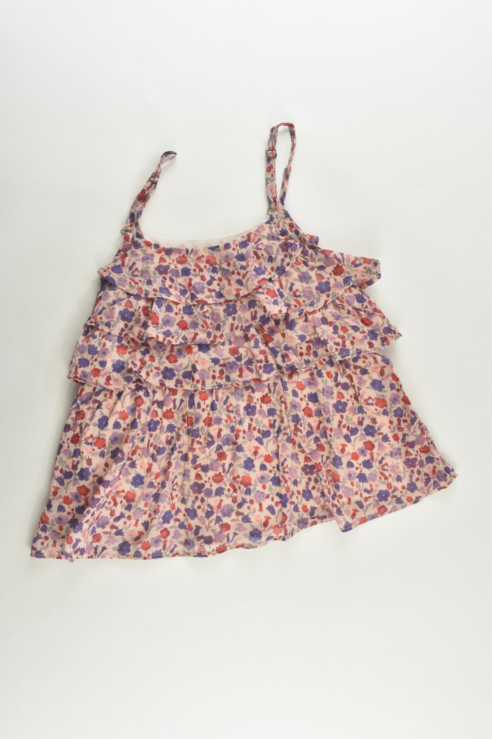 Ikks Size 8 Lined Floral Ruffle Blouse