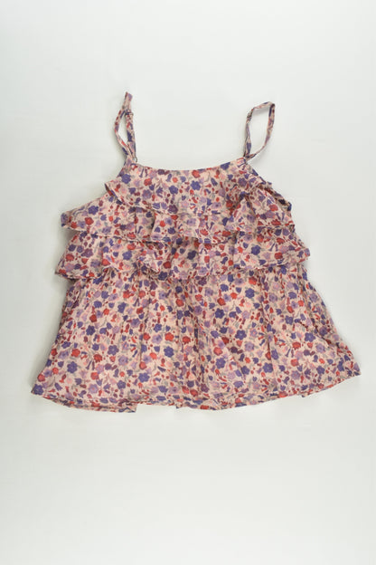 Ikks Size 8 Lined Floral Ruffle Blouse