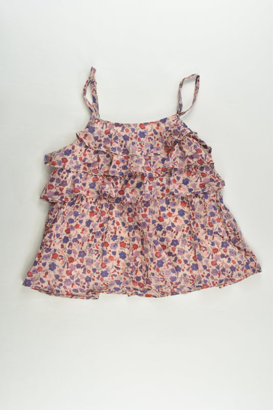 Ikks Size 8 Lined Floral Ruffle Blouse