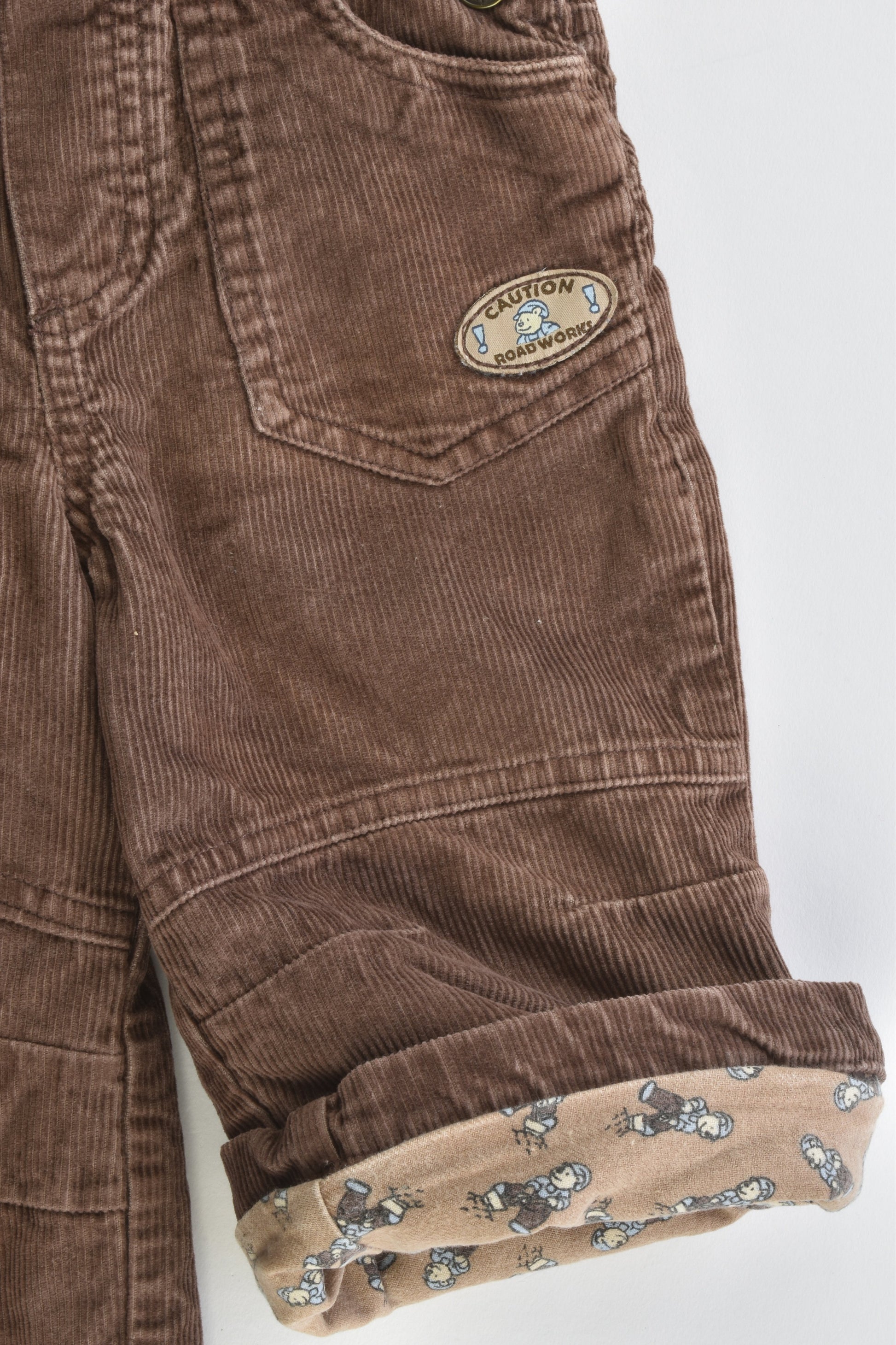Impidimpi Size 0 (74 cm) 'Caution Roadworks' Lined Cord Overalls