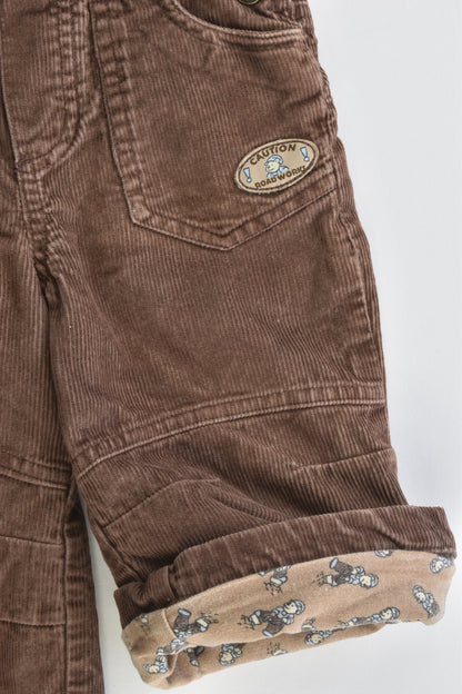 Impidimpi Size 0 (74 cm) 'Caution Roadworks' Lined Cord Overalls