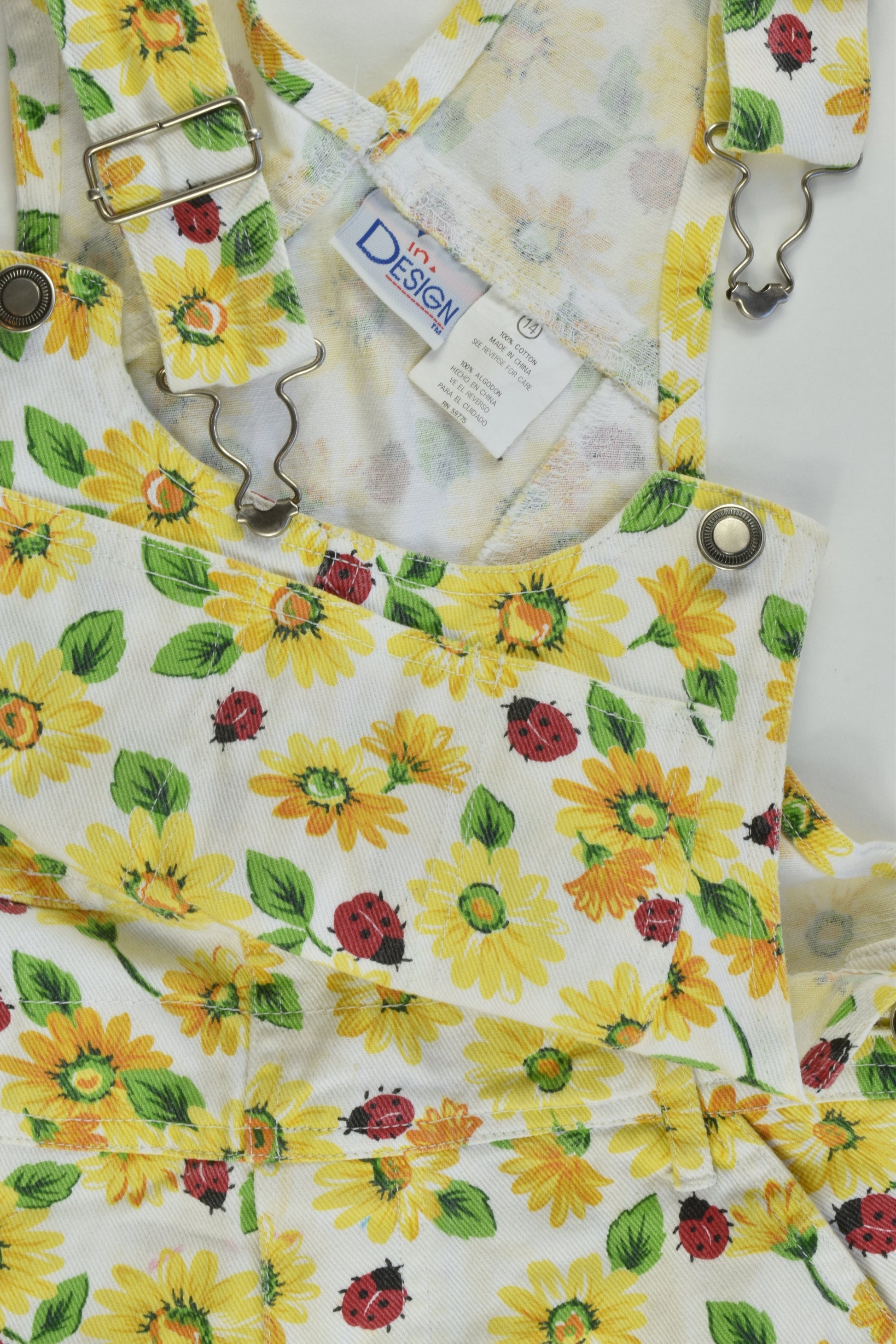 In Design Size 14 Flowers and Ladybugs Short Overalls