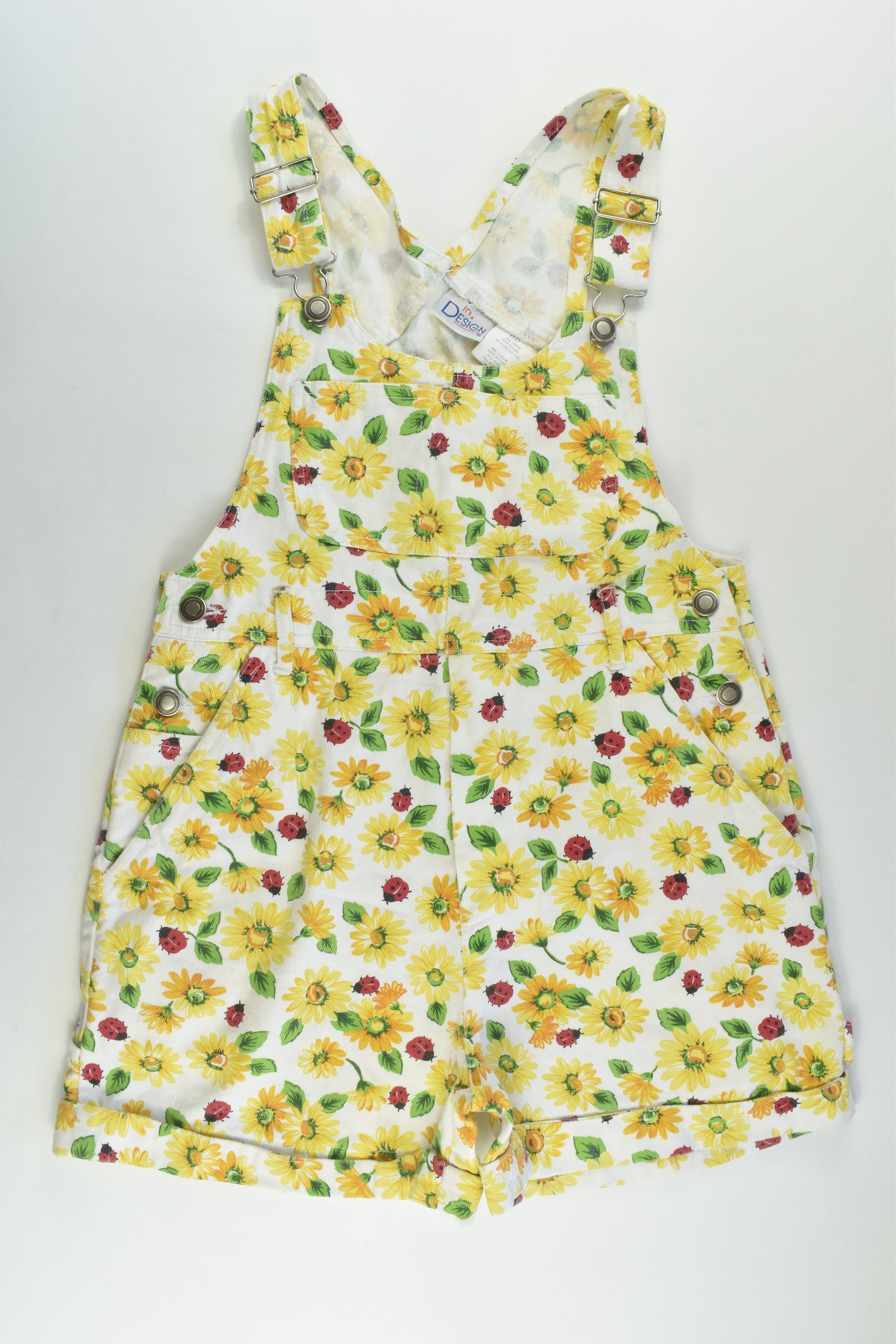 In Design Size 14 Flowers and Ladybugs Short Overalls