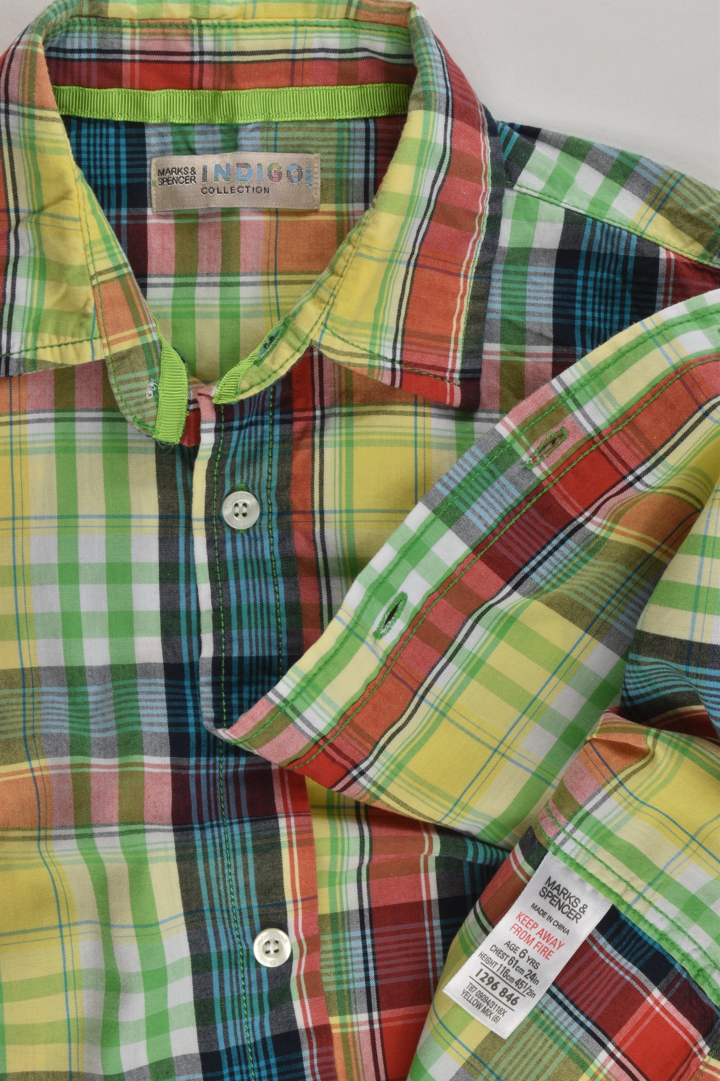 Indigo by Marks & Spencer Size 6 (116 cm) Colourful Checked Shirt