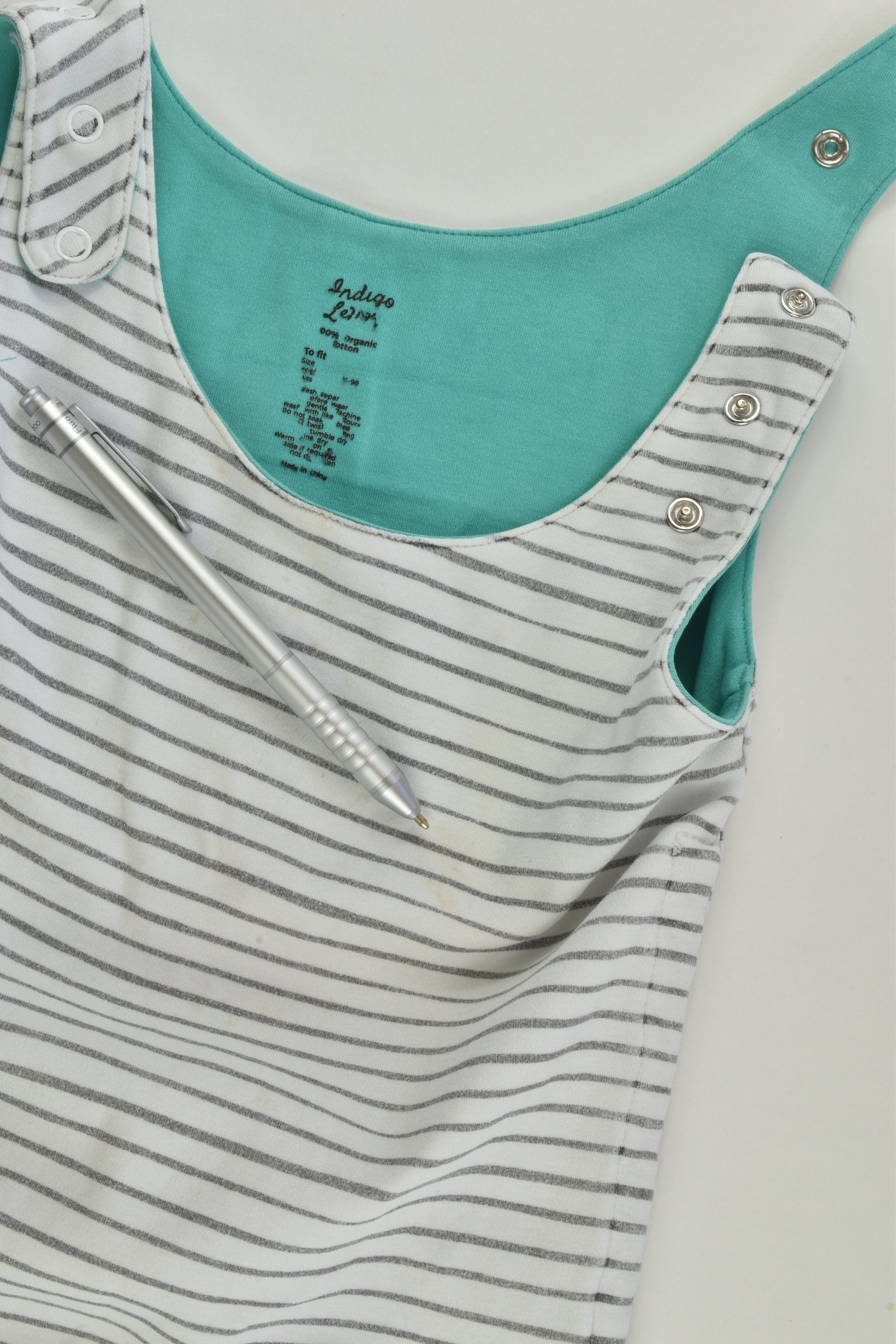 Indigo & Lellow (AU) Size approx 2 Organic Striped Overalls