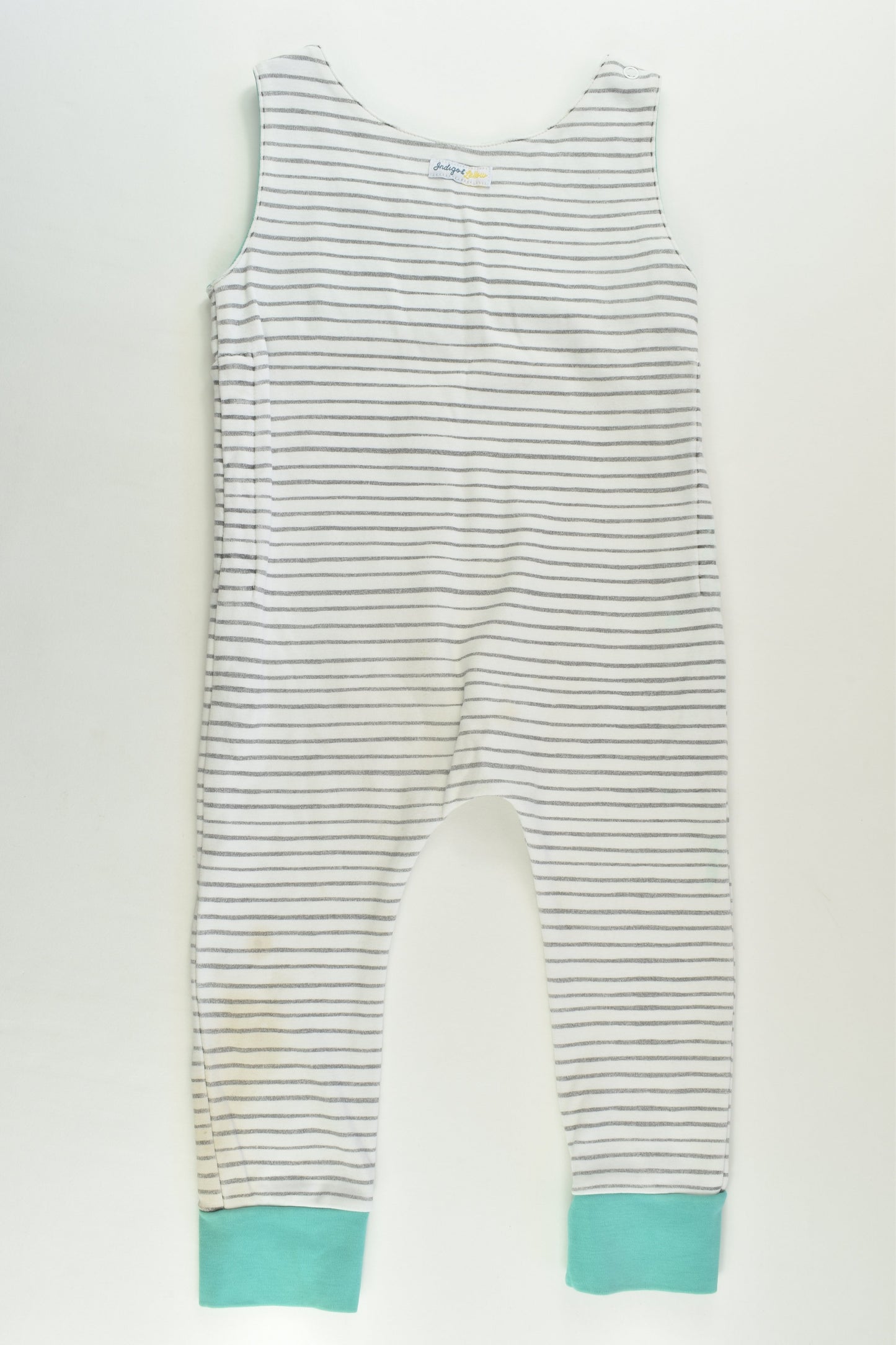 Indigo & Lellow (AU) Size approx 2 Organic Striped Overalls