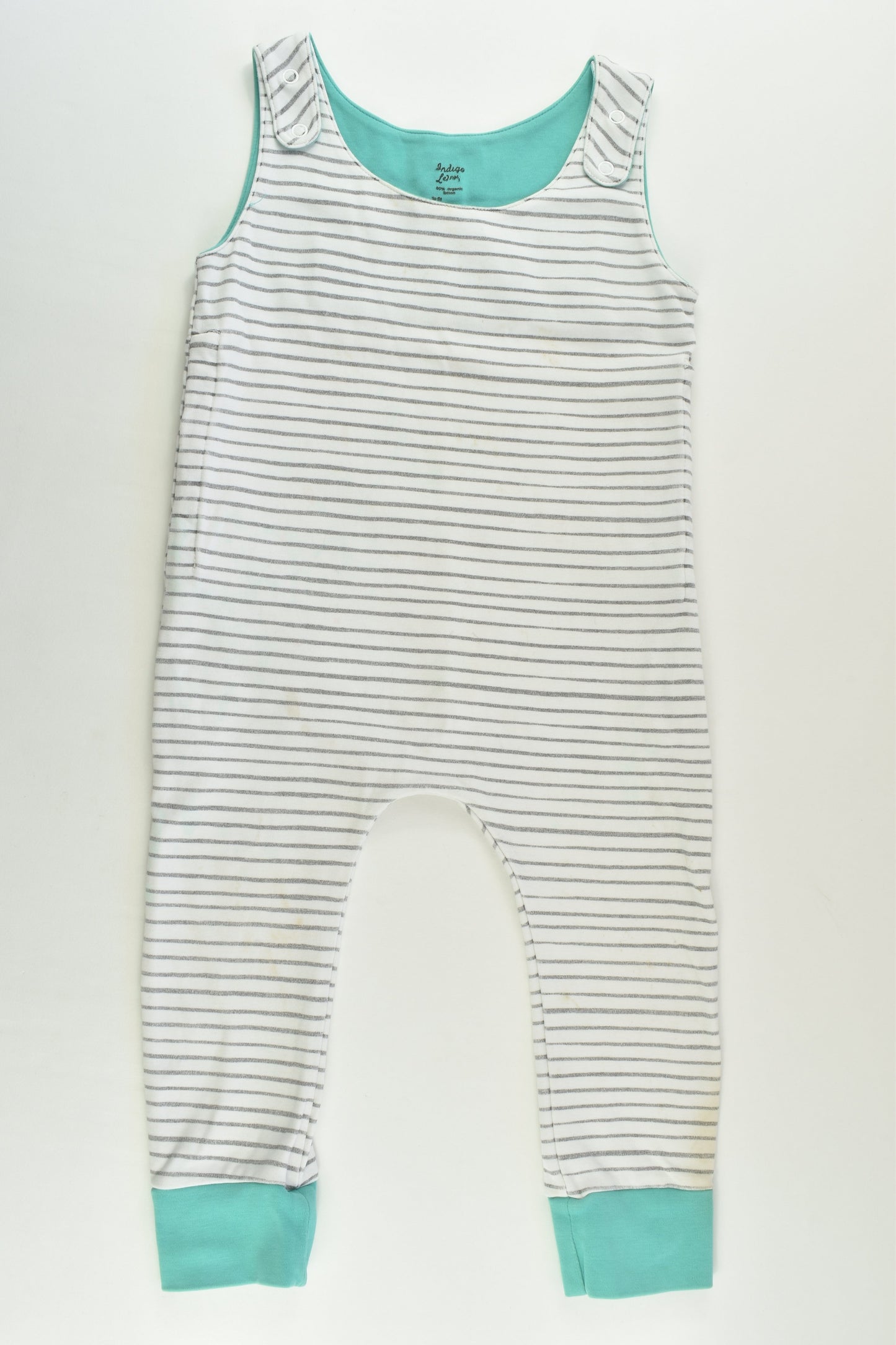 Indigo & Lellow (AU) Size approx 2 Organic Striped Overalls