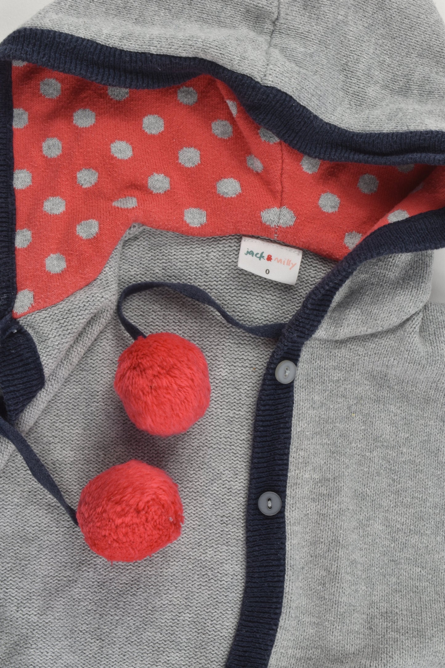 Jack & Milly Size 0 Hooded Knitted Jumper