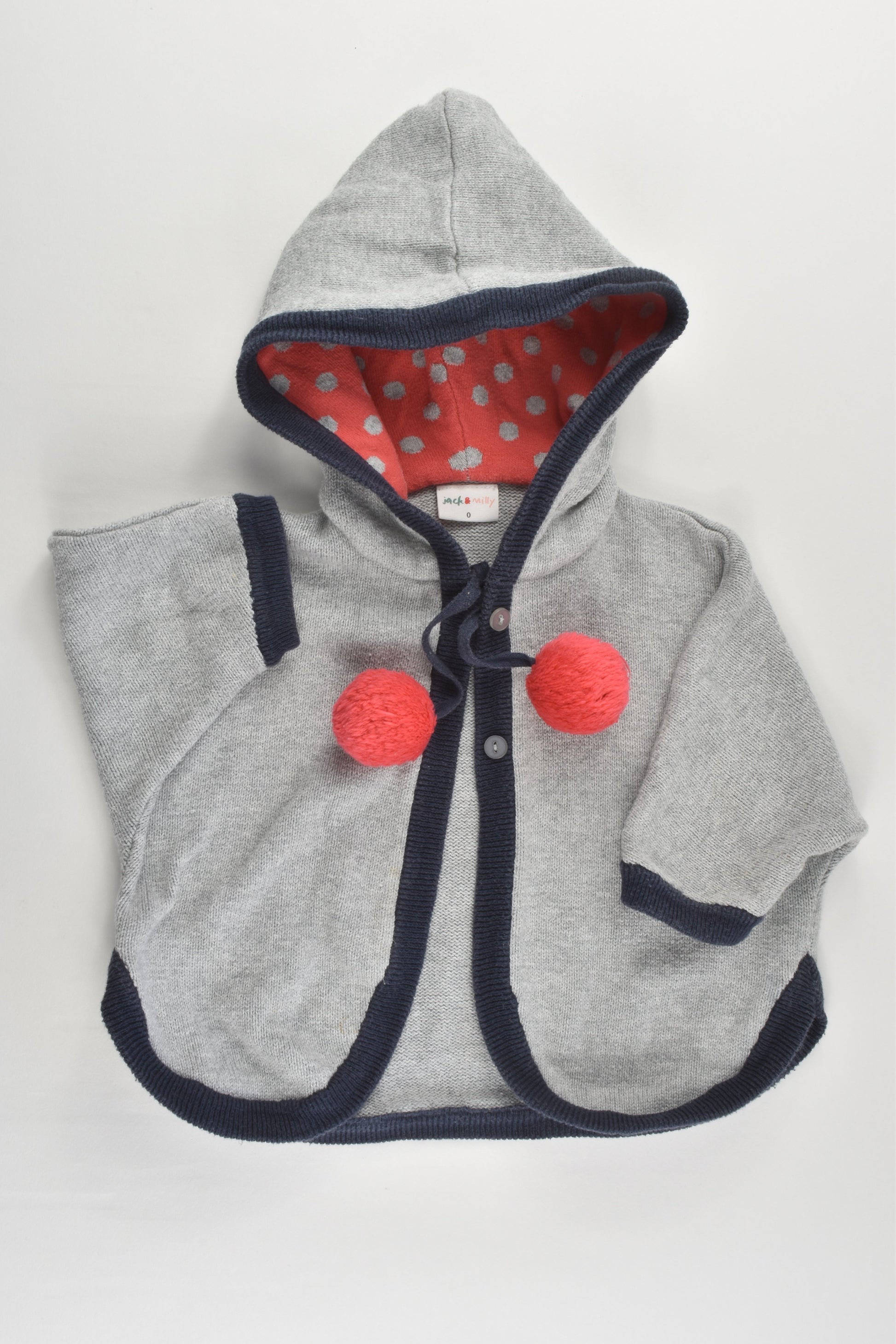 Jack & Milly Size 0 Hooded Knitted Jumper