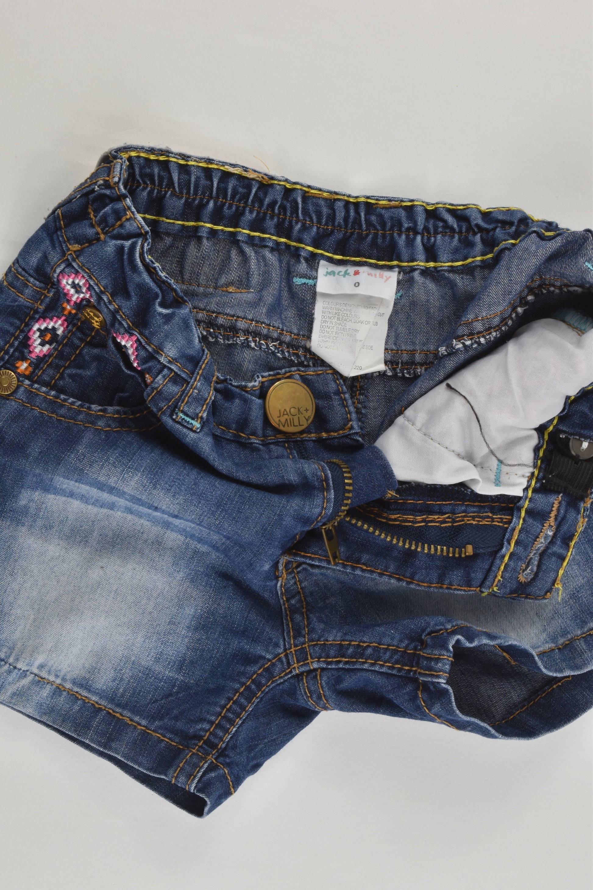 Jack & Milly Size 0 Lightweight Denim Shorts