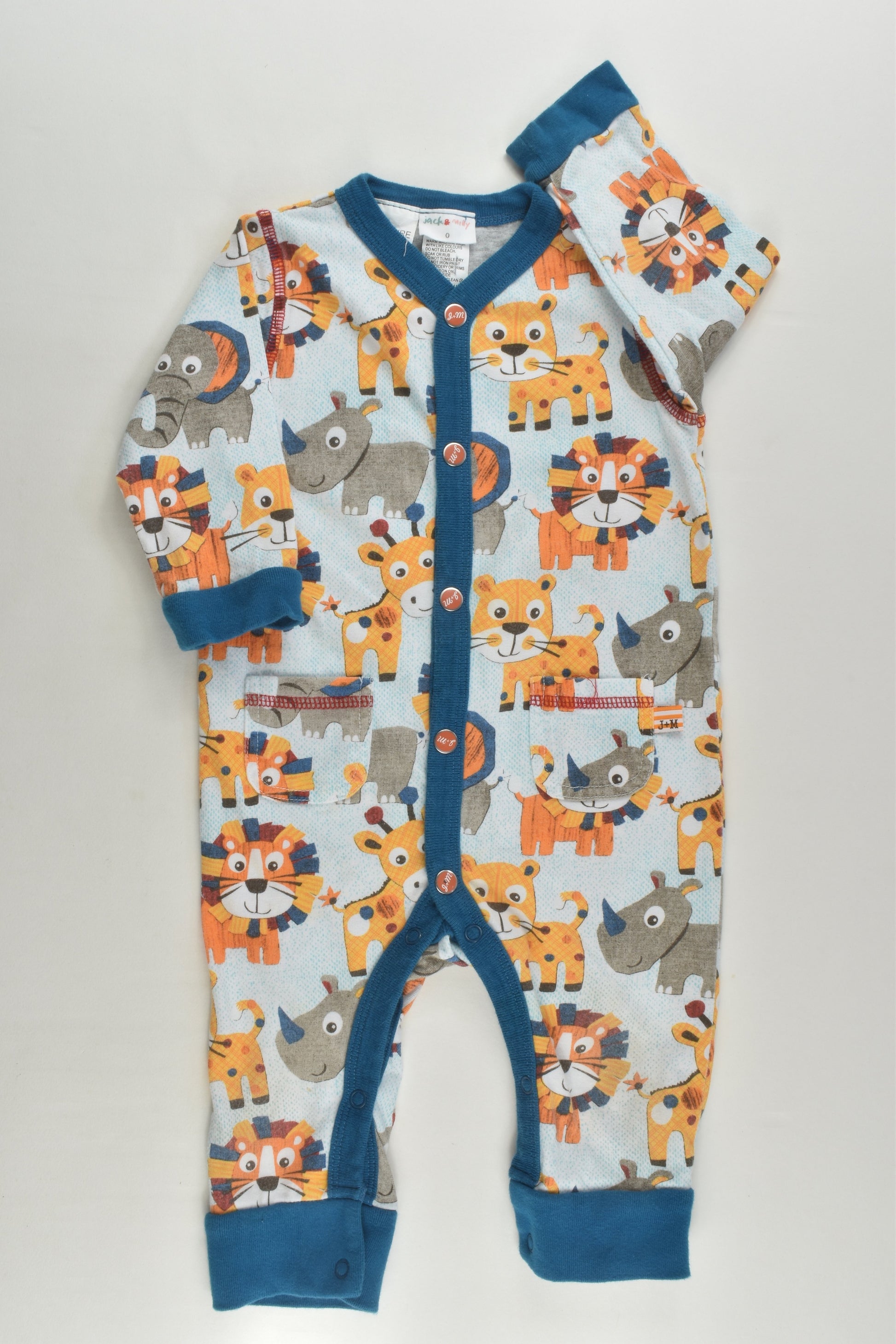 Jack & Milly Size 0 Safari Animals Romper
