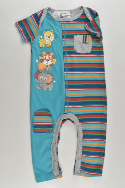 Jack & Milly Size 0 Stripes and Safari Animals Romper