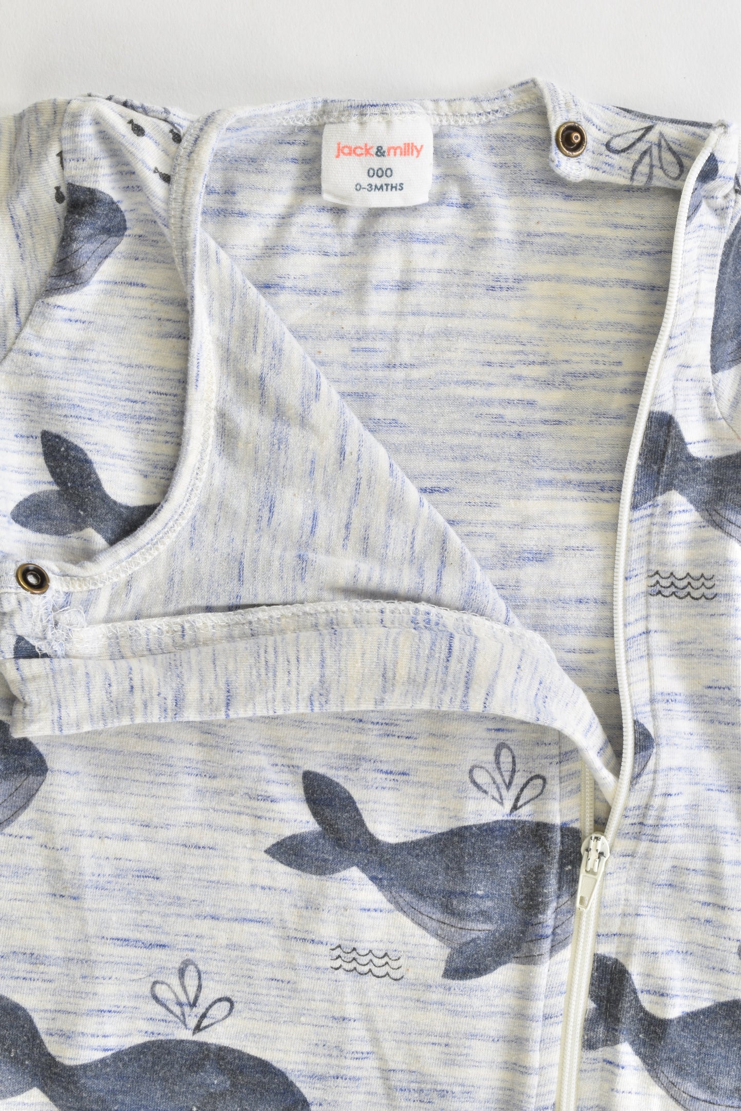 Jack & Milly Size 000 (0-3 months) Whales Romper