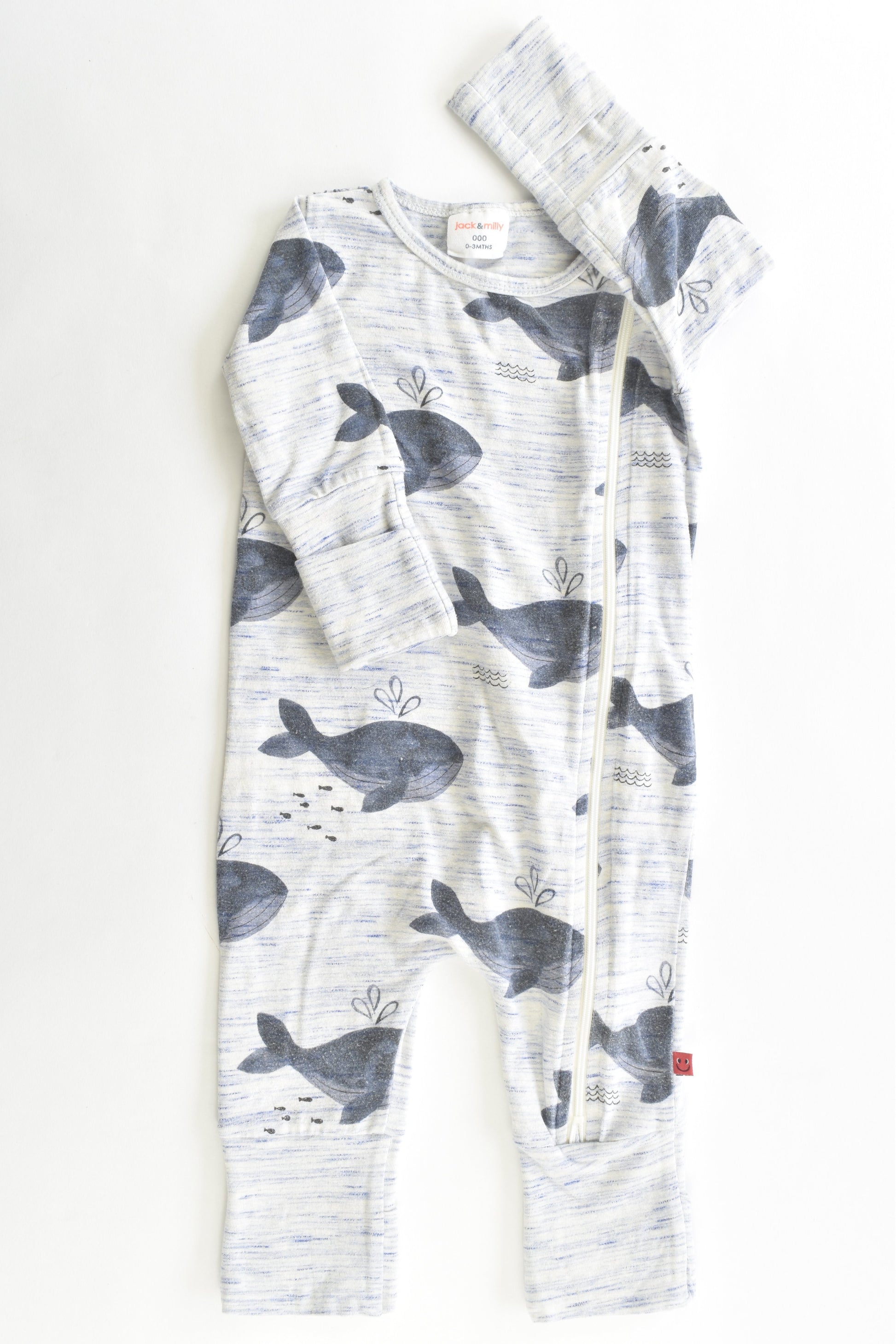 Jack & Milly Size 000 (0-3 months) Whales Romper
