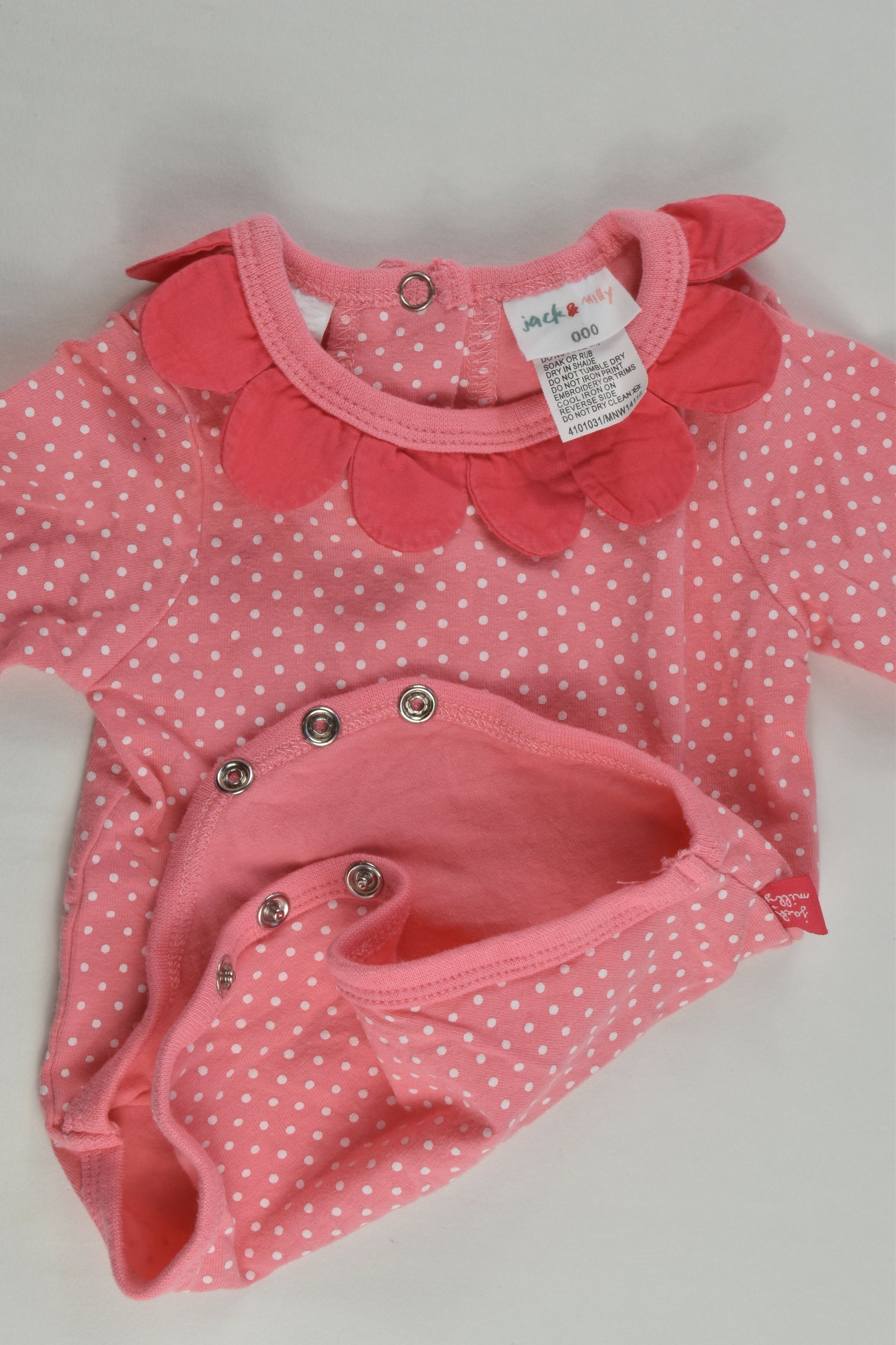 Jack & Milly Size 000 Flower Collar Bodysuit