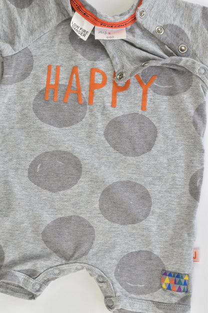 Jack & Milly Size 000 'Happy Chappie' Short Romper