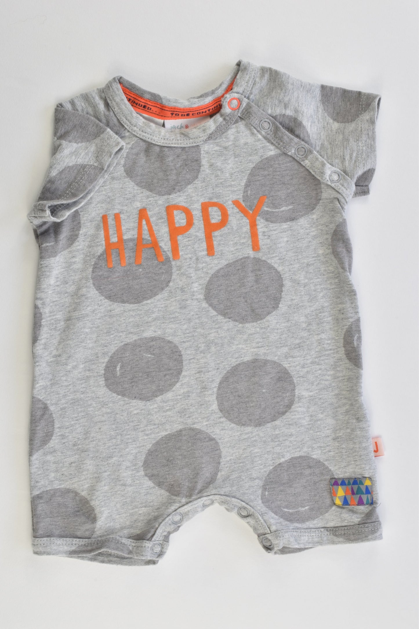 Jack & Milly Size 000 'Happy Chappie' Short Romper