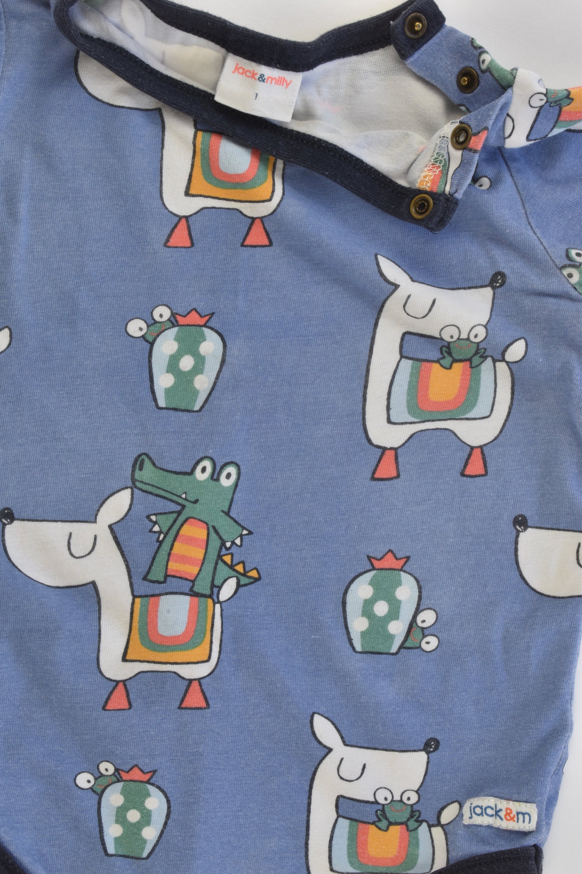 Jack & Milly Size 1 Llama and Crocodile Bodysuit