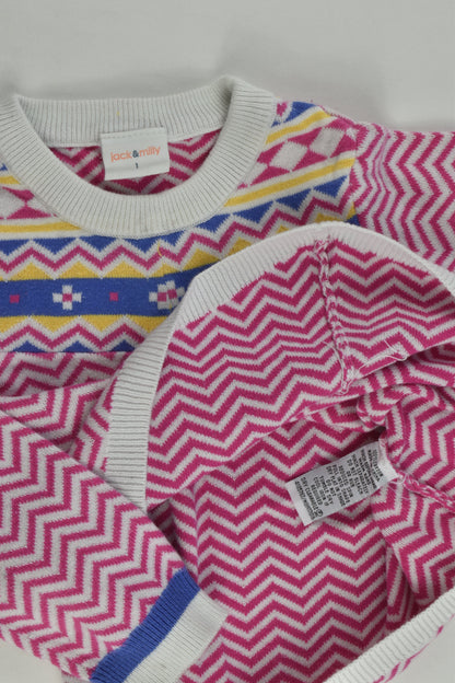 Jack & Milly Size 1 Zig Zag Knitted Jumper