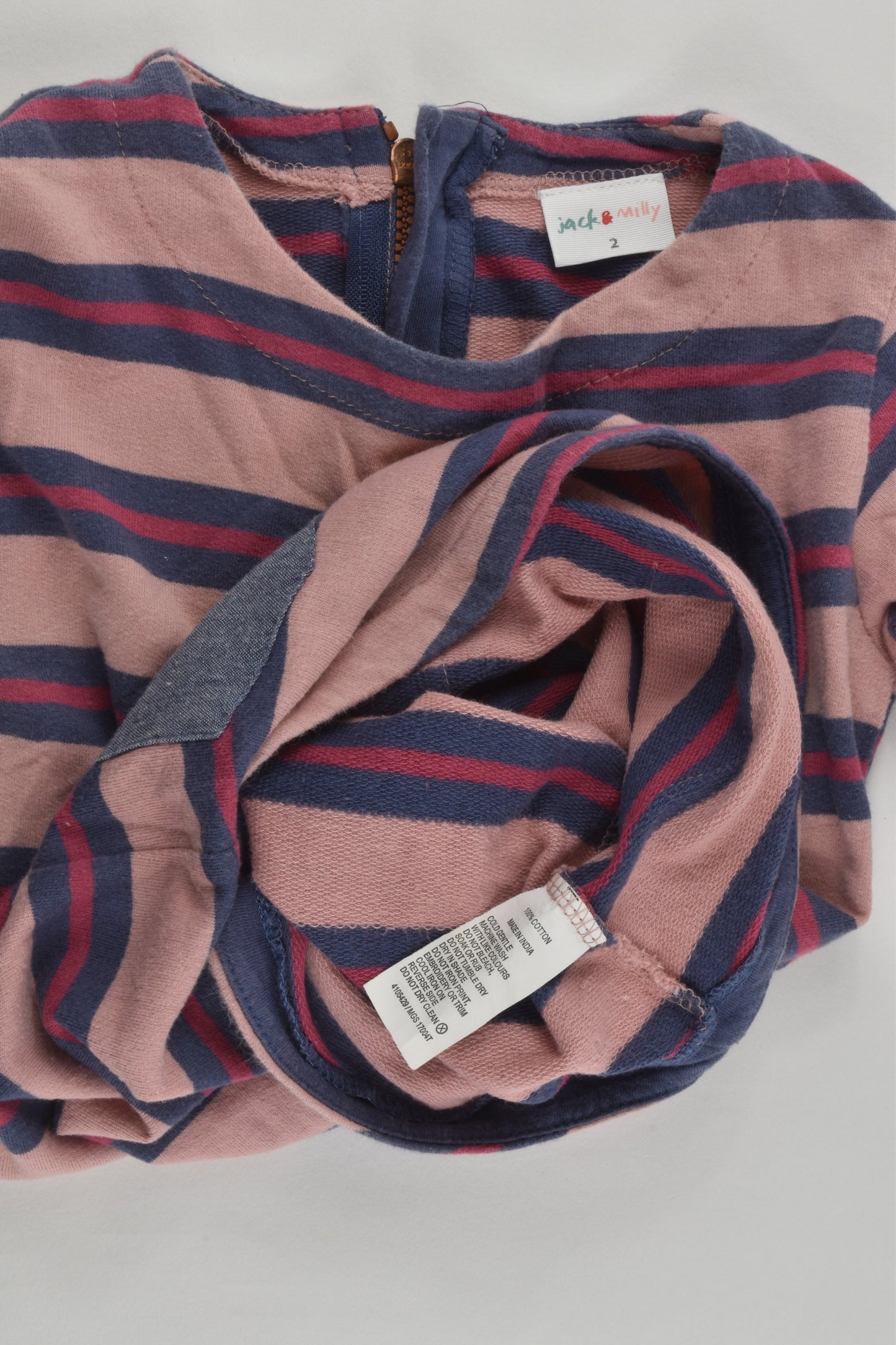 Jack & Milly Size 2 Striped Dress with Denim Pockets