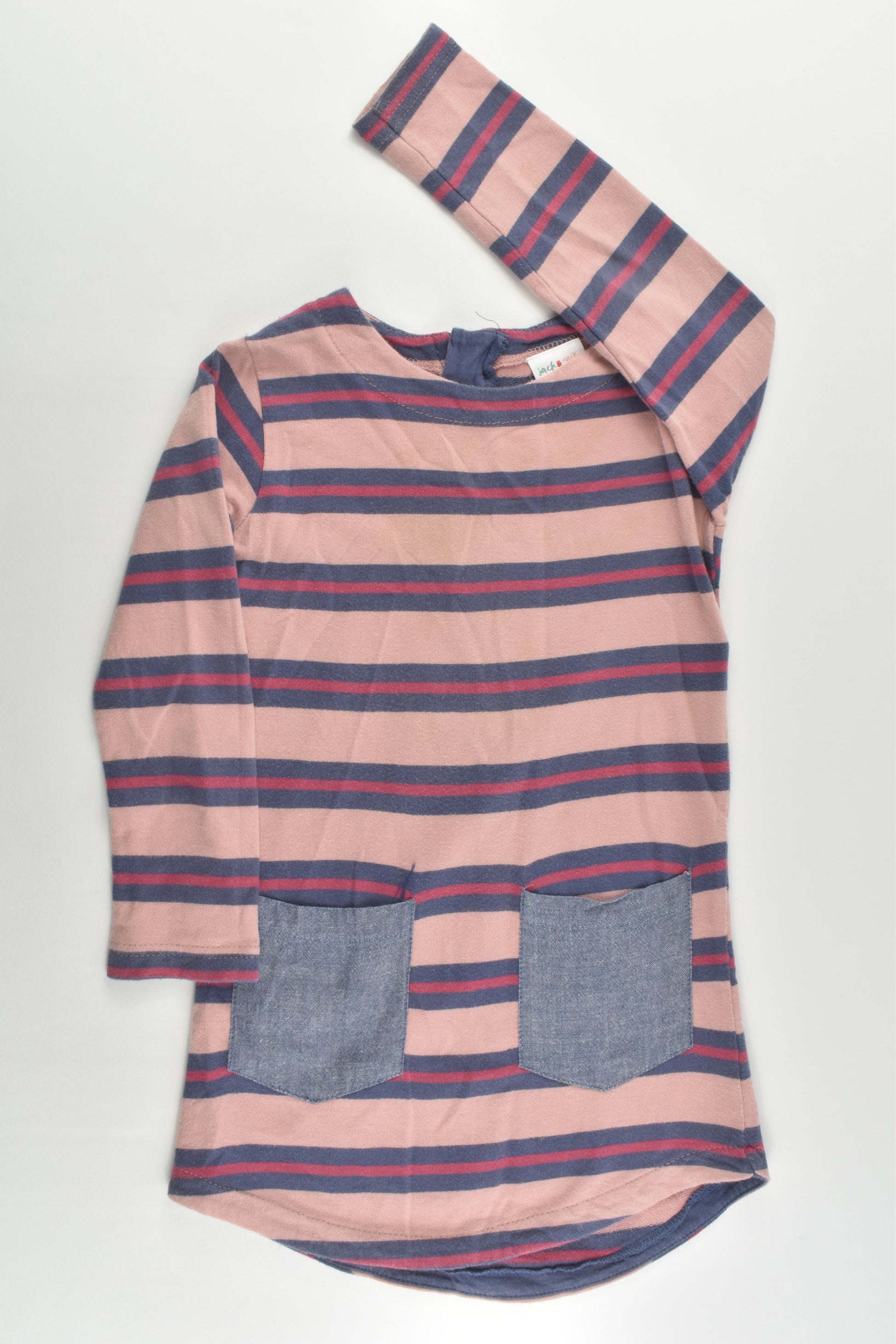 Jack & Milly Size 2 Striped Dress with Denim Pockets