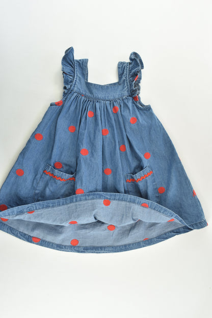 Jack & Milly Size 3 Red Dots Lightweight Denim Dress