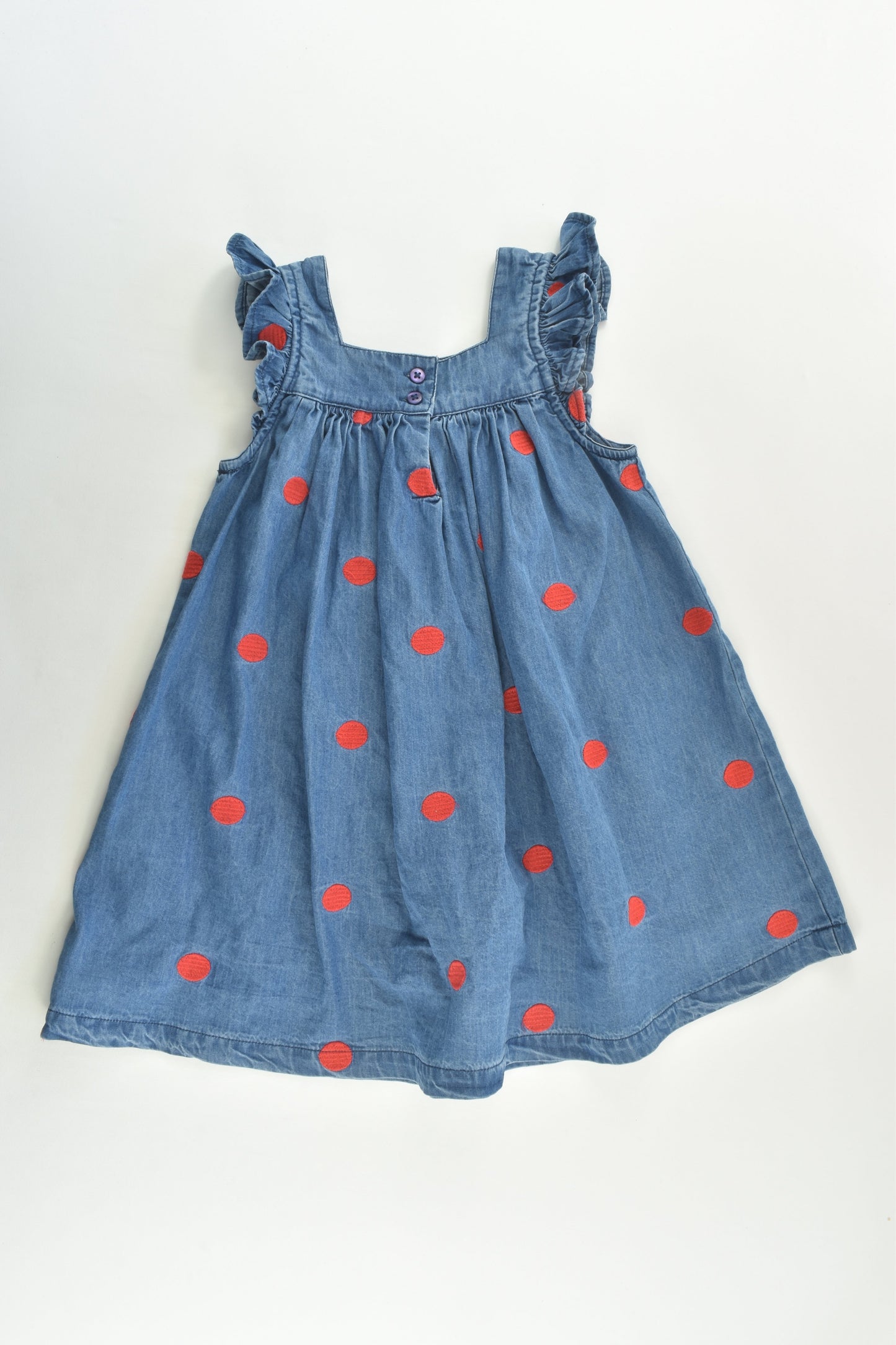 Jack & Milly Size 3 Red Dots Lightweight Denim Dress