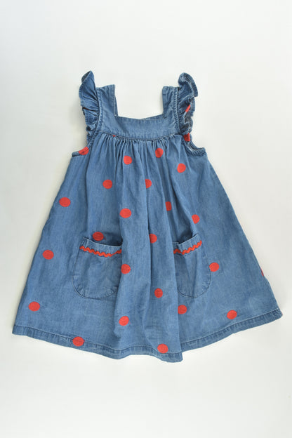 Jack & Milly Size 3 Red Dots Lightweight Denim Dress