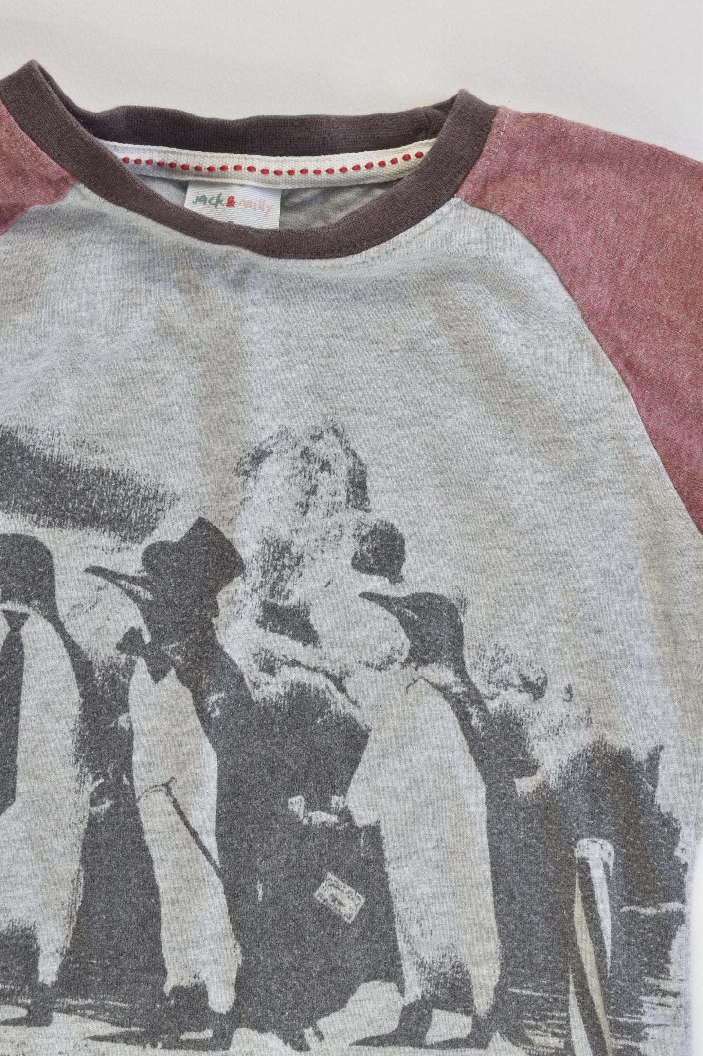 Jack & Milly Size 5 (smallish sizing) 'Rad All About It' Penguins Top