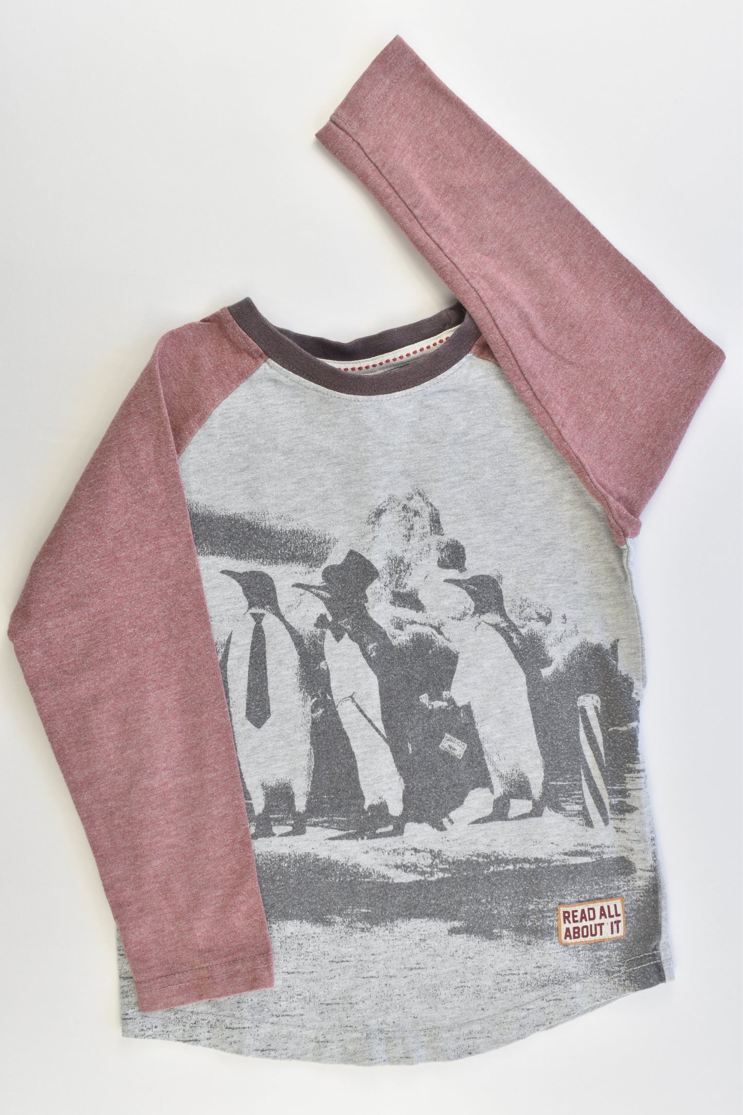 Jack & Milly Size 5 (smallish sizing) 'Rad All About It' Penguins Top