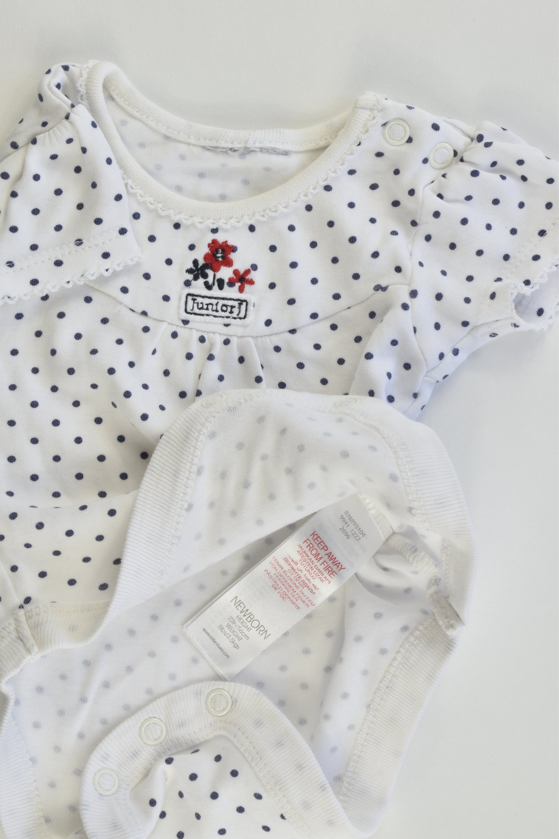 Jasper Conran Junior UK Size Newborn (56 cm) Navy Blue Dots Bodysuit
