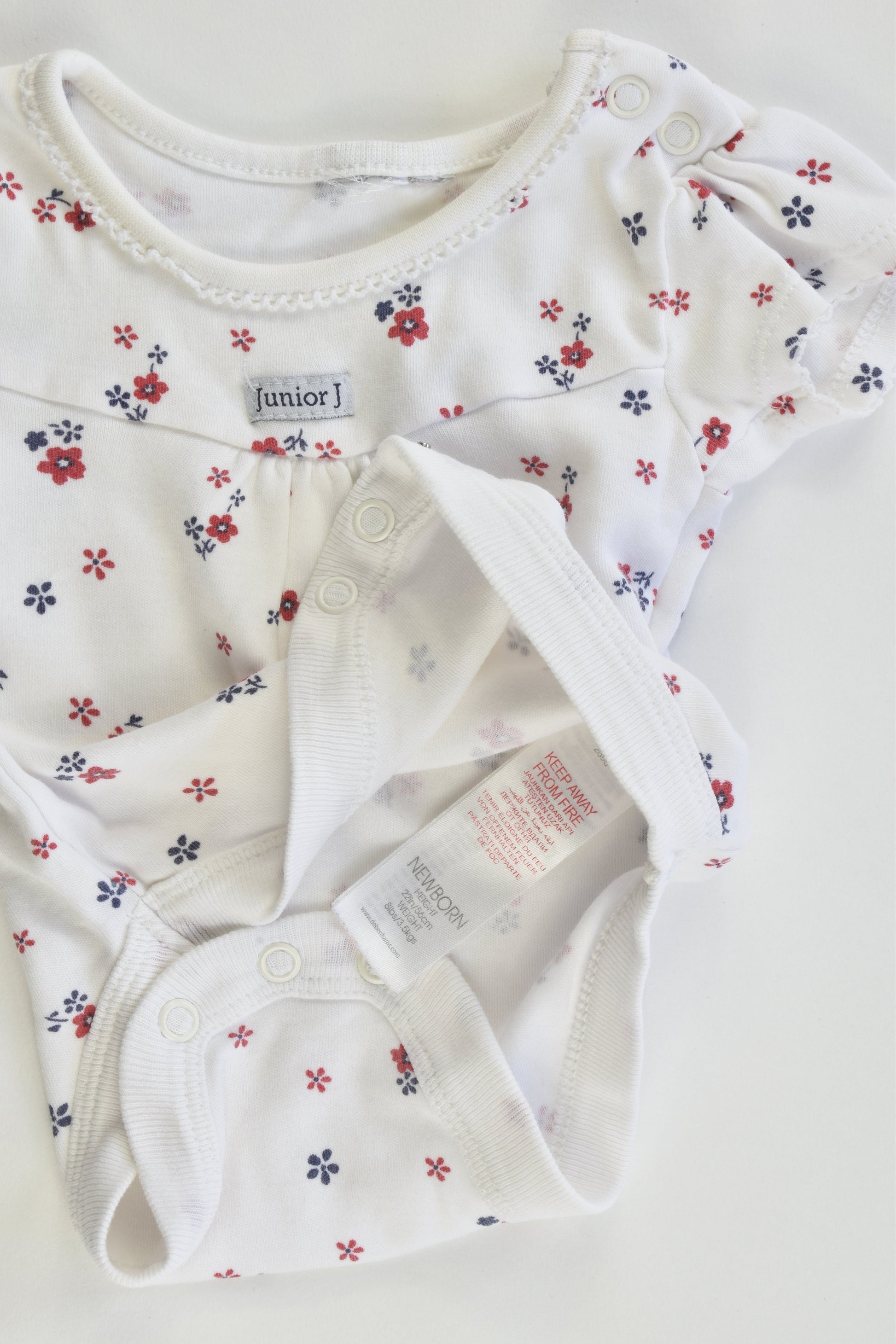 Jasper Conran Junior UK Size Newborn (56 cm) Red Floral Bodysuit