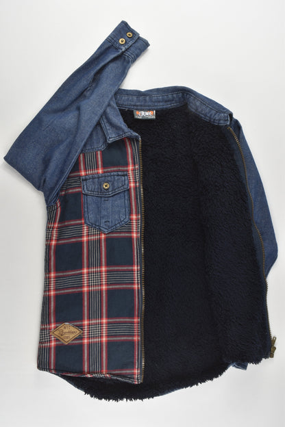 JBR Size 7-8 (126-131 cm) Warm Checked/Denim Full-Zip Jumper