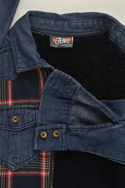 JBR Size 7-8 (126-131 cm) Warm Checked/Denim Full-Zip Jumper