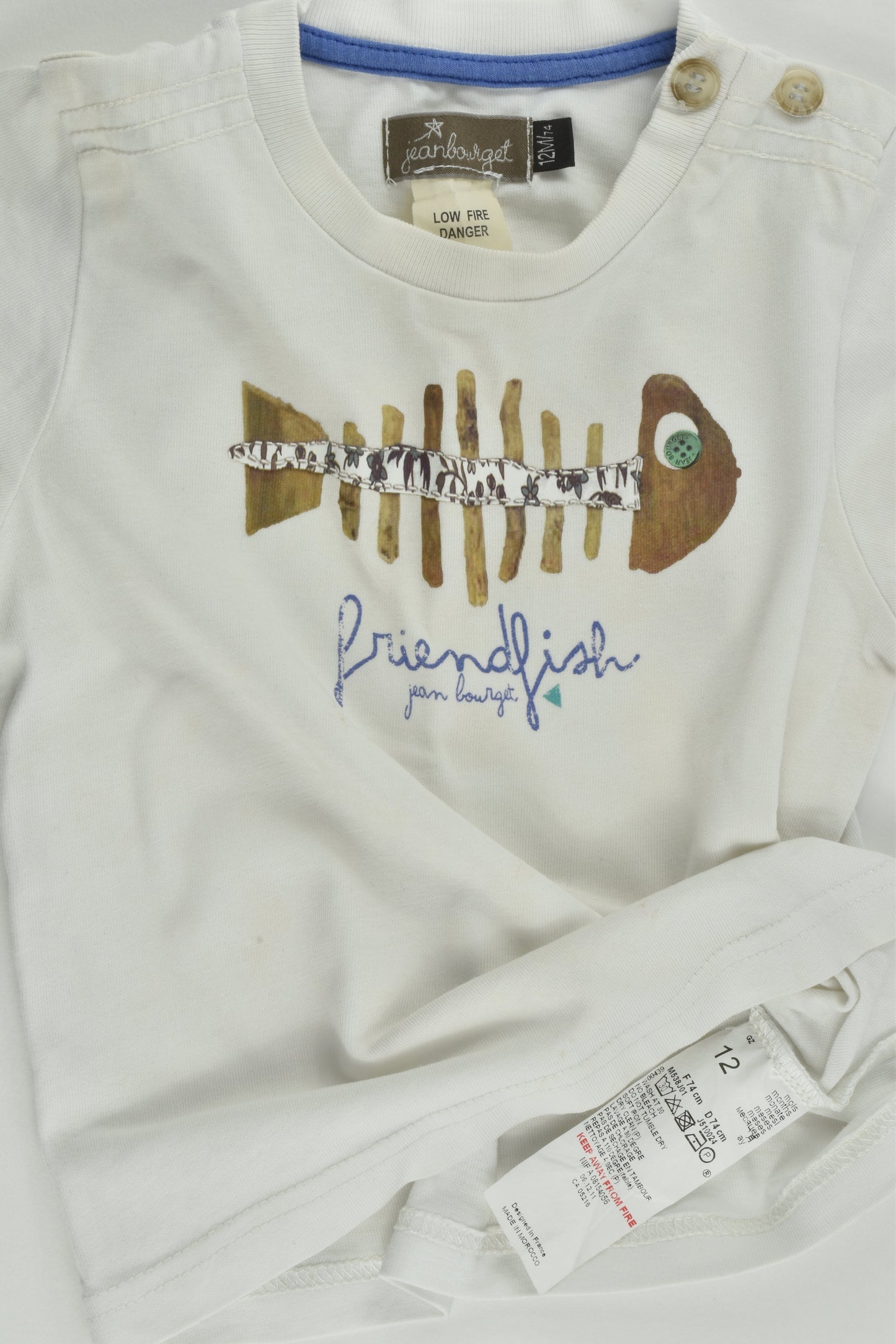 Jean Bourget (France) Size 0-1 (12 months, 74 cm) Friend Fish T-shirt