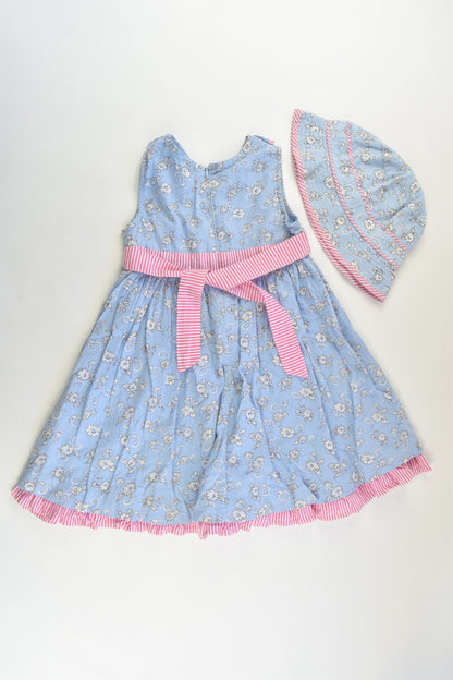 John Lewis Size 2 (92 cm) Lined Dress and Matching Hat