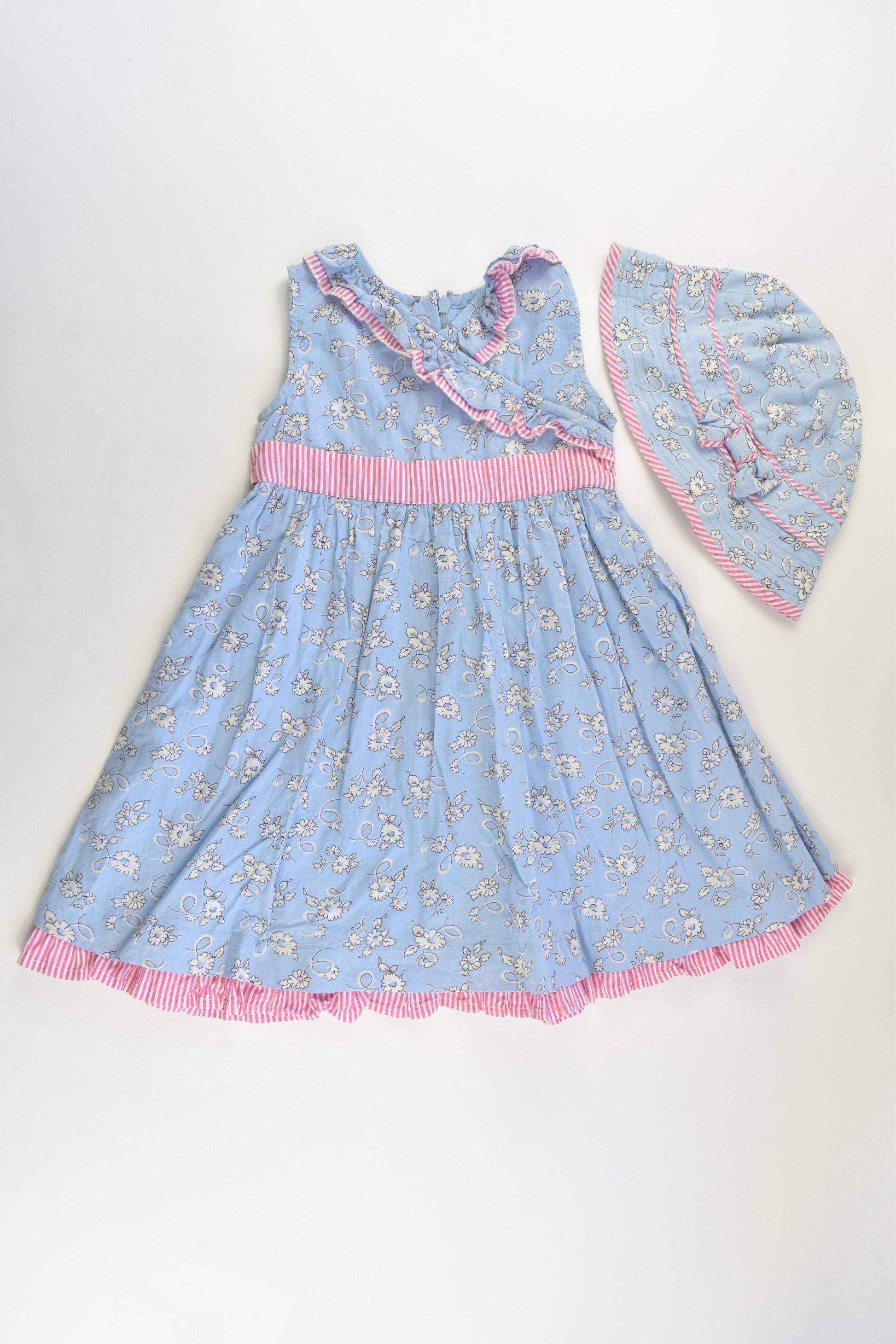 John Lewis Size 2 (92 cm) Lined Dress and Matching Hat