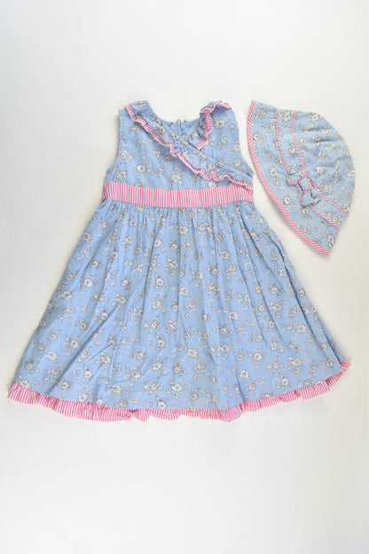 John Lewis Size 2 (92 cm) Lined Dress and Matching Hat