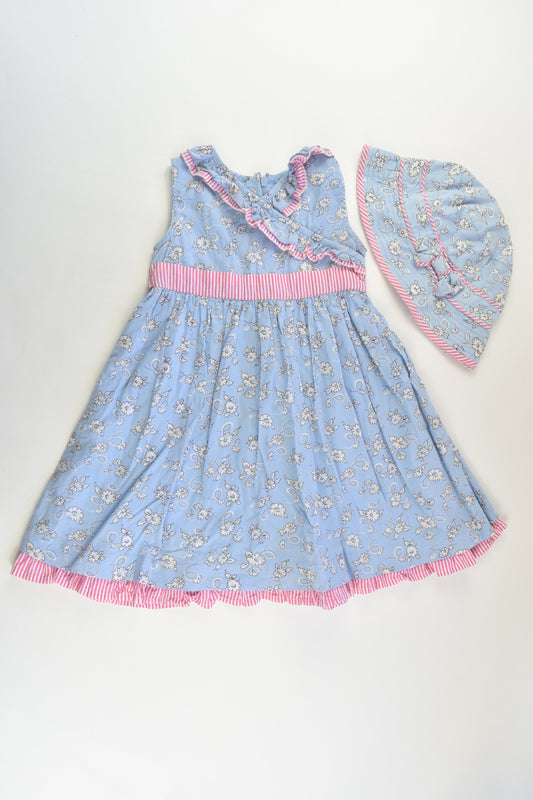 John Lewis Size 2 (92 cm) Lined Dress and Matching Hat