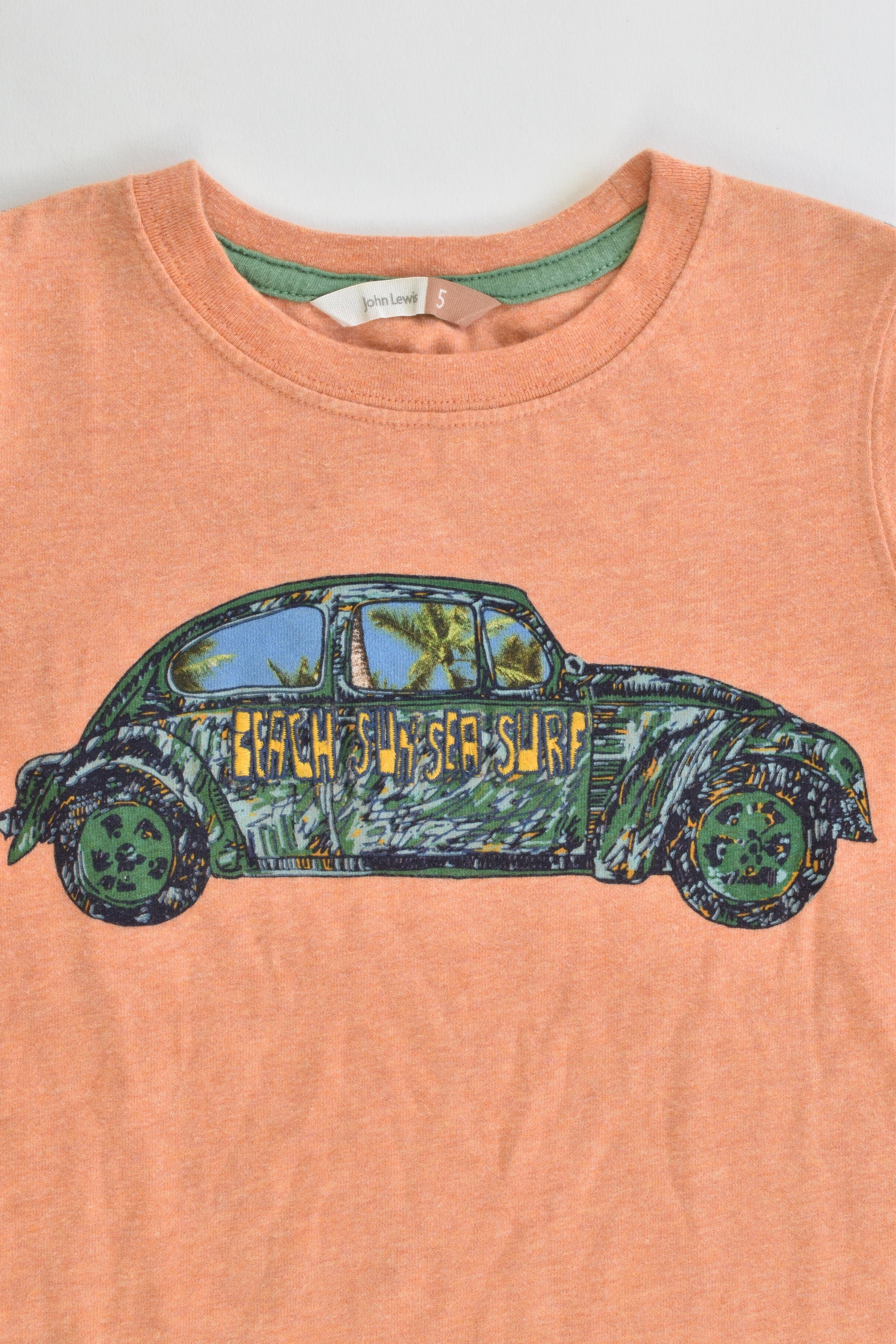 John Lewis Size 5 Beach Car T-shirt