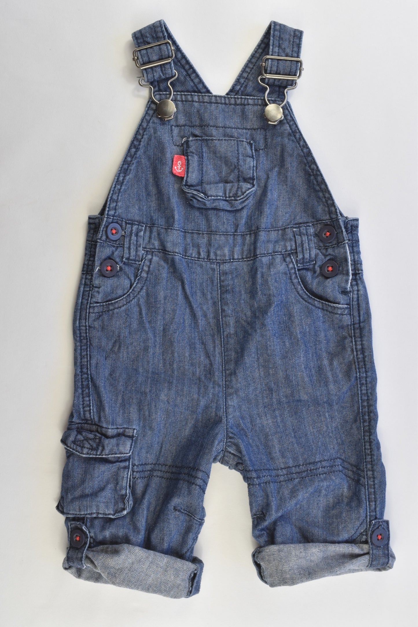 John Lewis Size 6-9 months (0) Anchor Soft Denim Overalls