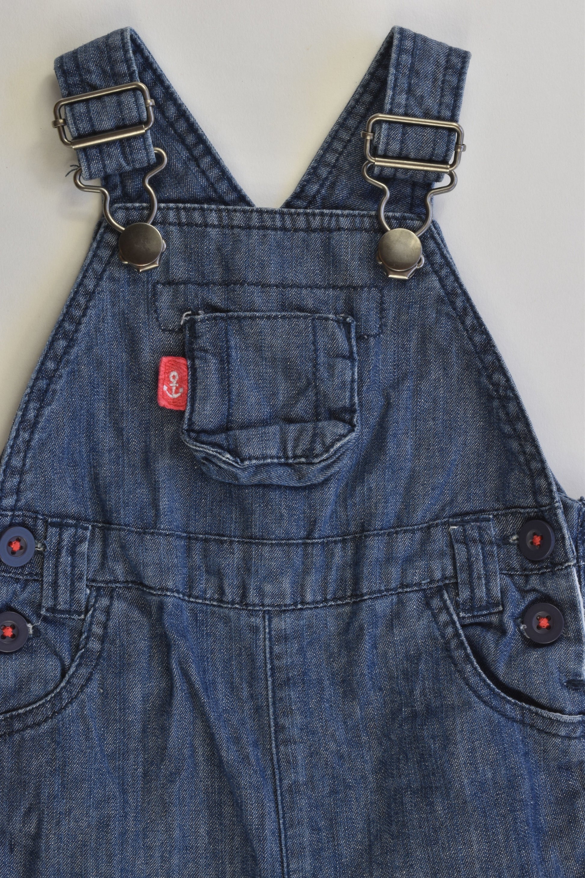 John Lewis Size 6-9 months (0) Anchor Soft Denim Overalls