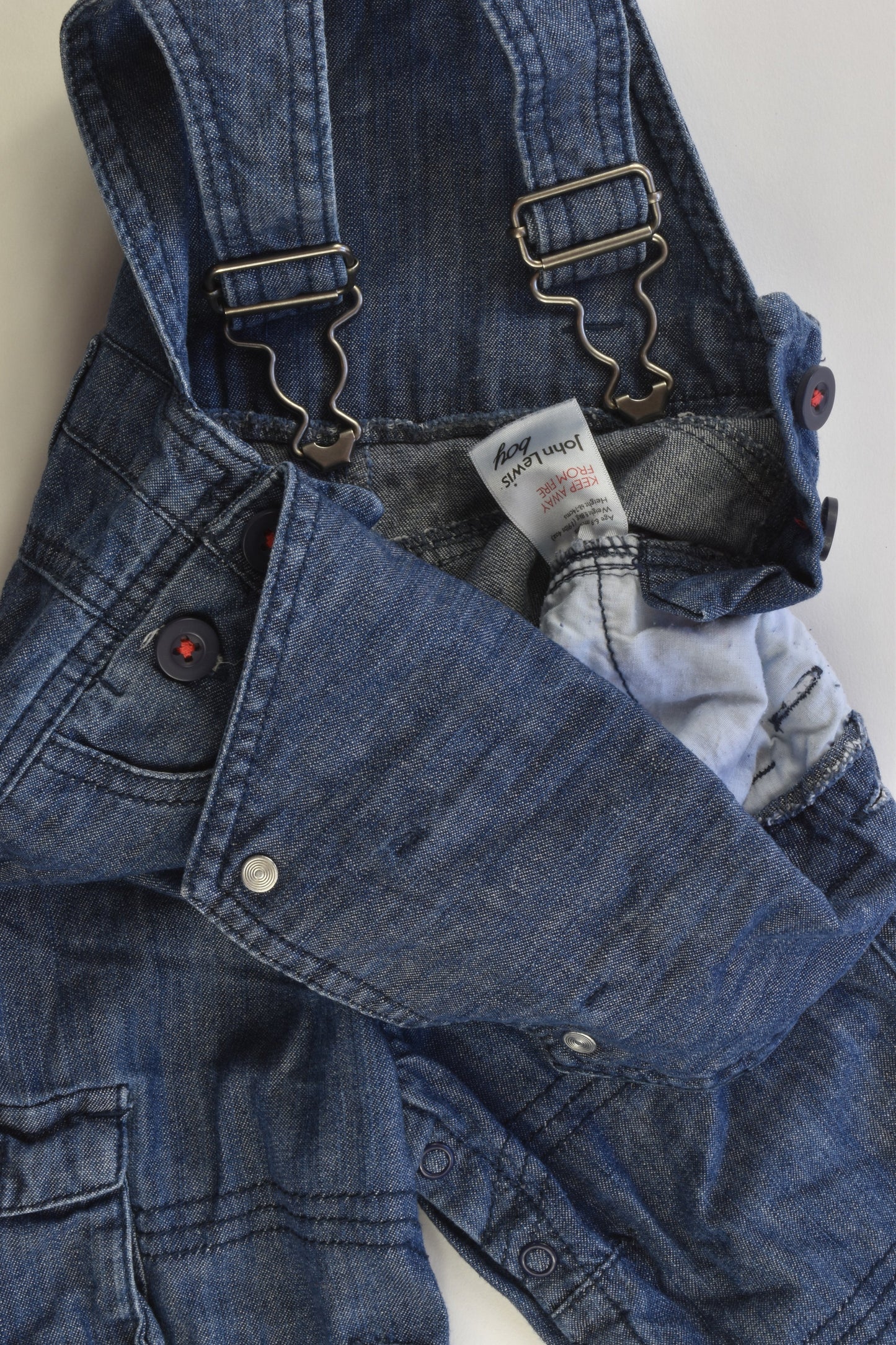 John Lewis Size 6-9 months (0) Anchor Soft Denim Overalls