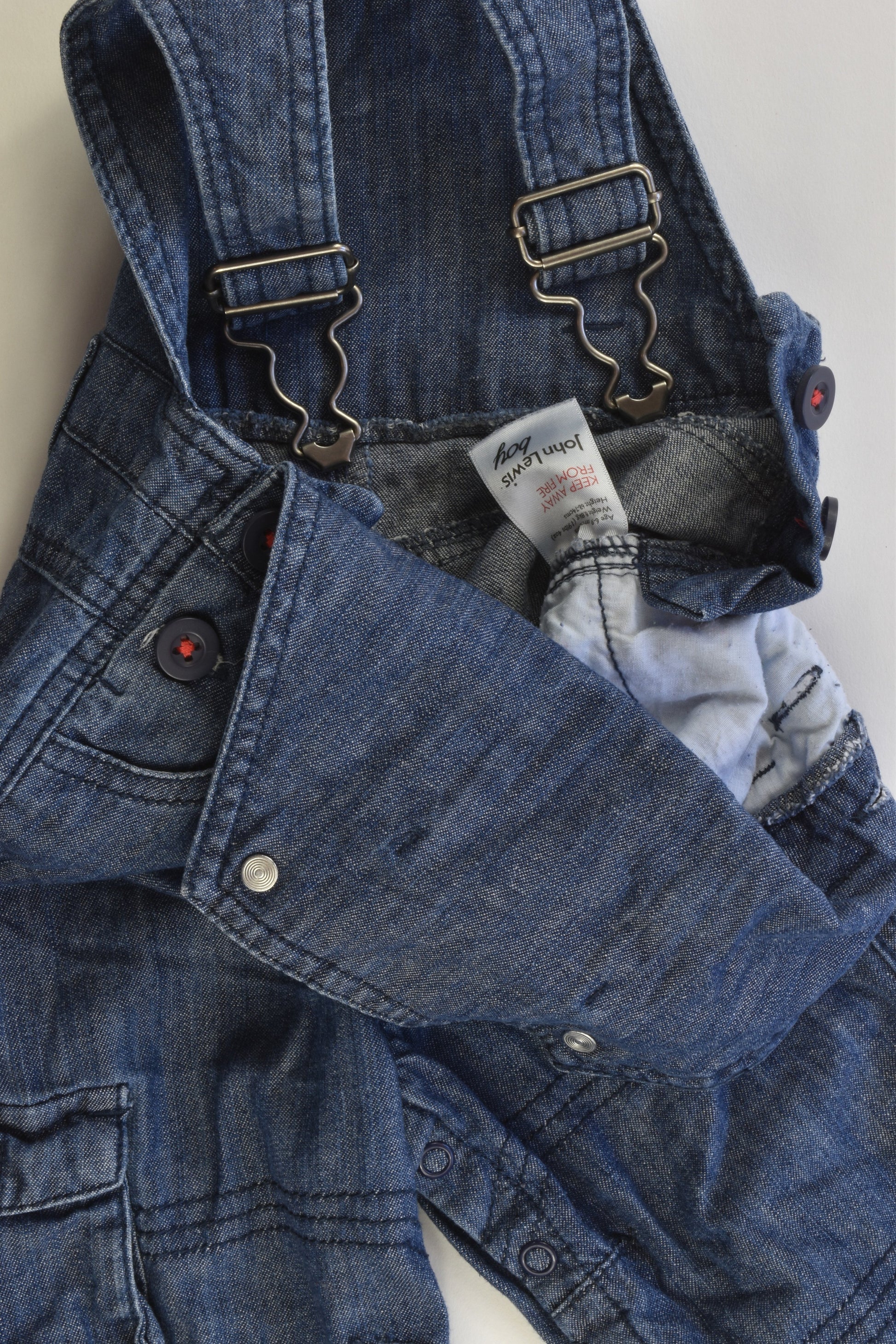 John Lewis Size 6-9 months (0) Anchor Soft Denim Overalls