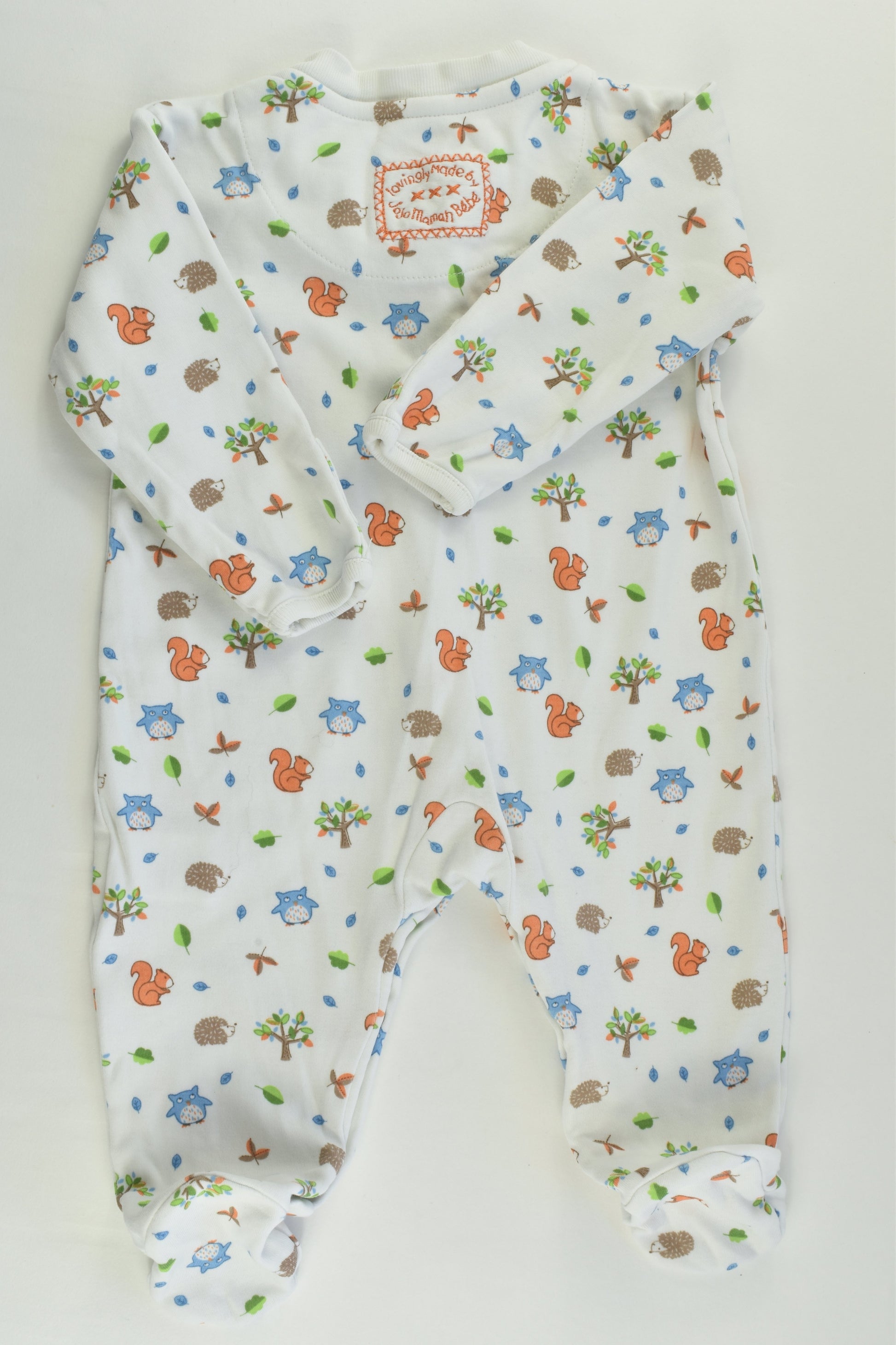 JoJo Maman Bébé Size 000 (0-3 months) Forest Animals Footed Romper