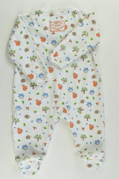 JoJo Maman Bébé Size 000 (0-3 months) Forest Animals Footed Romper