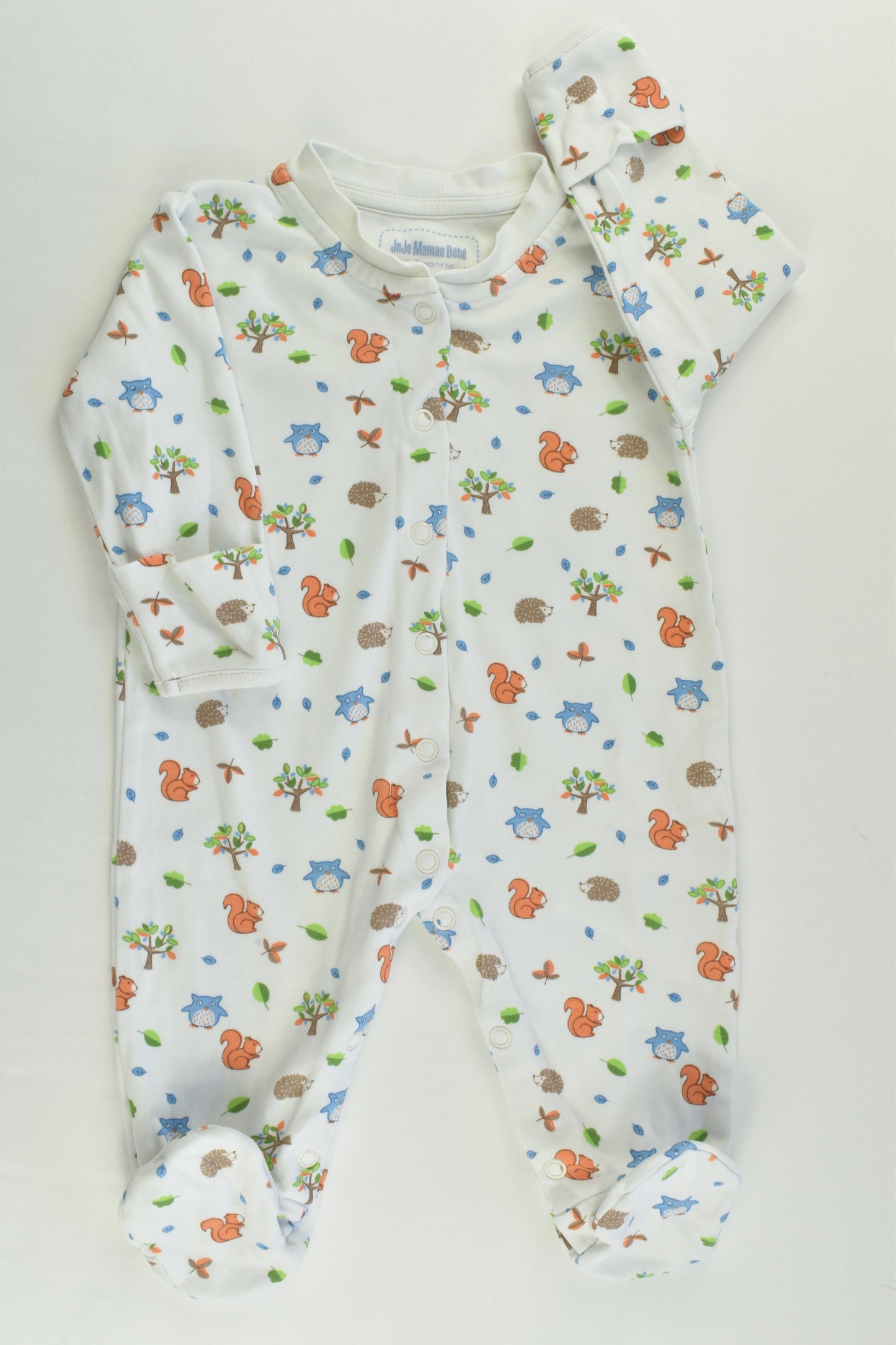 JoJo Maman Bébé Size 000 (0-3 months) Forest Animals Footed Romper