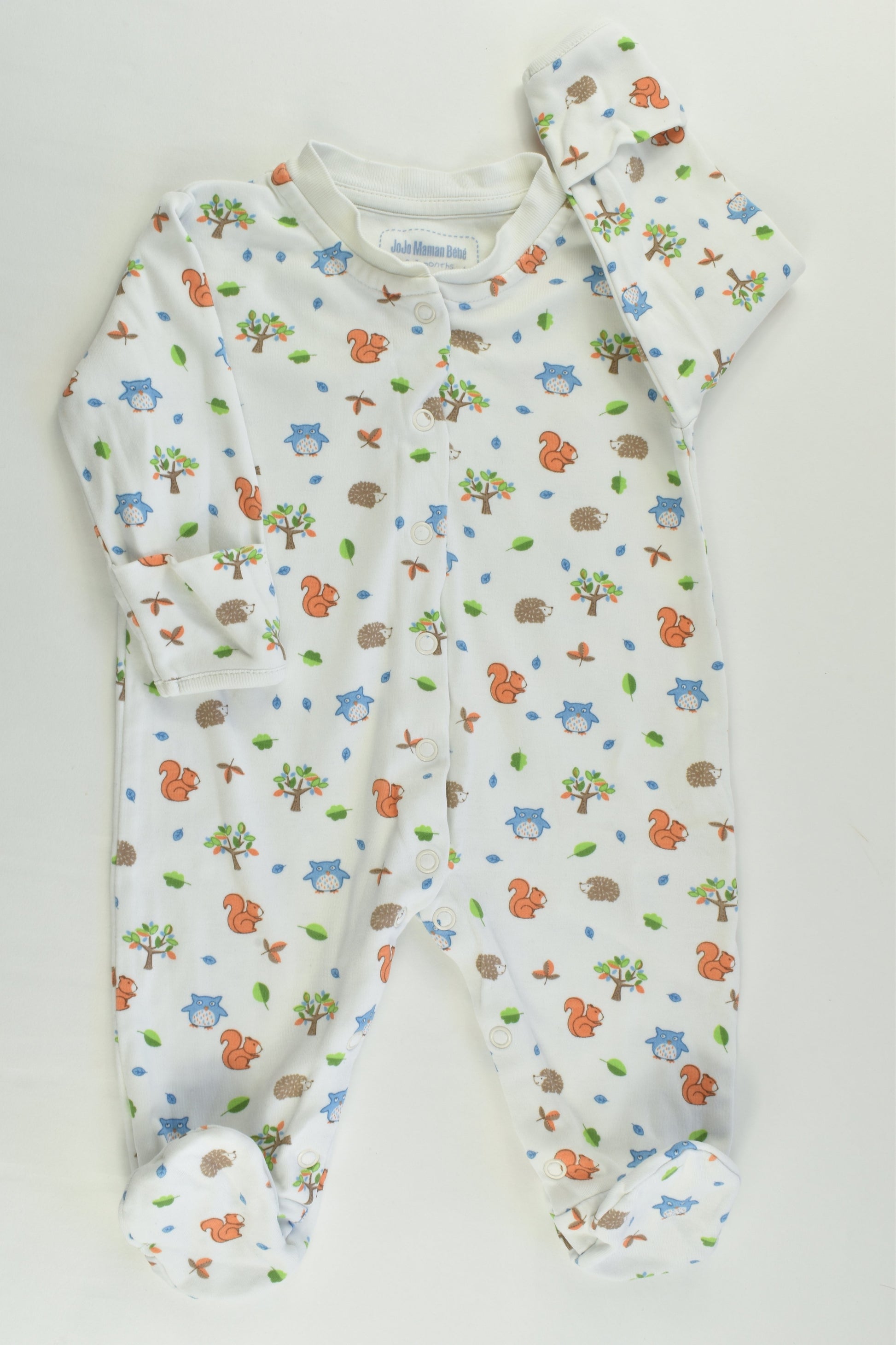 JoJo Maman Bébé Size 000 (0-3 months) Forest Animals Footed Romper